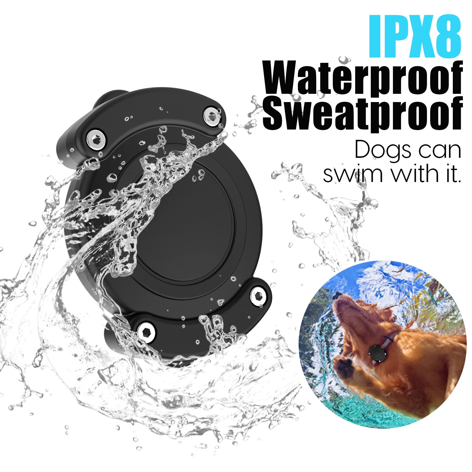 Szjcltd Ipx8 Waterproof Airtag Dog Collar Holder, Protective Anti-Chew Anti-Scratch Hard Pc Luminous Air Tag Case Mount With Anti-Lost Screws For Apple Airtag