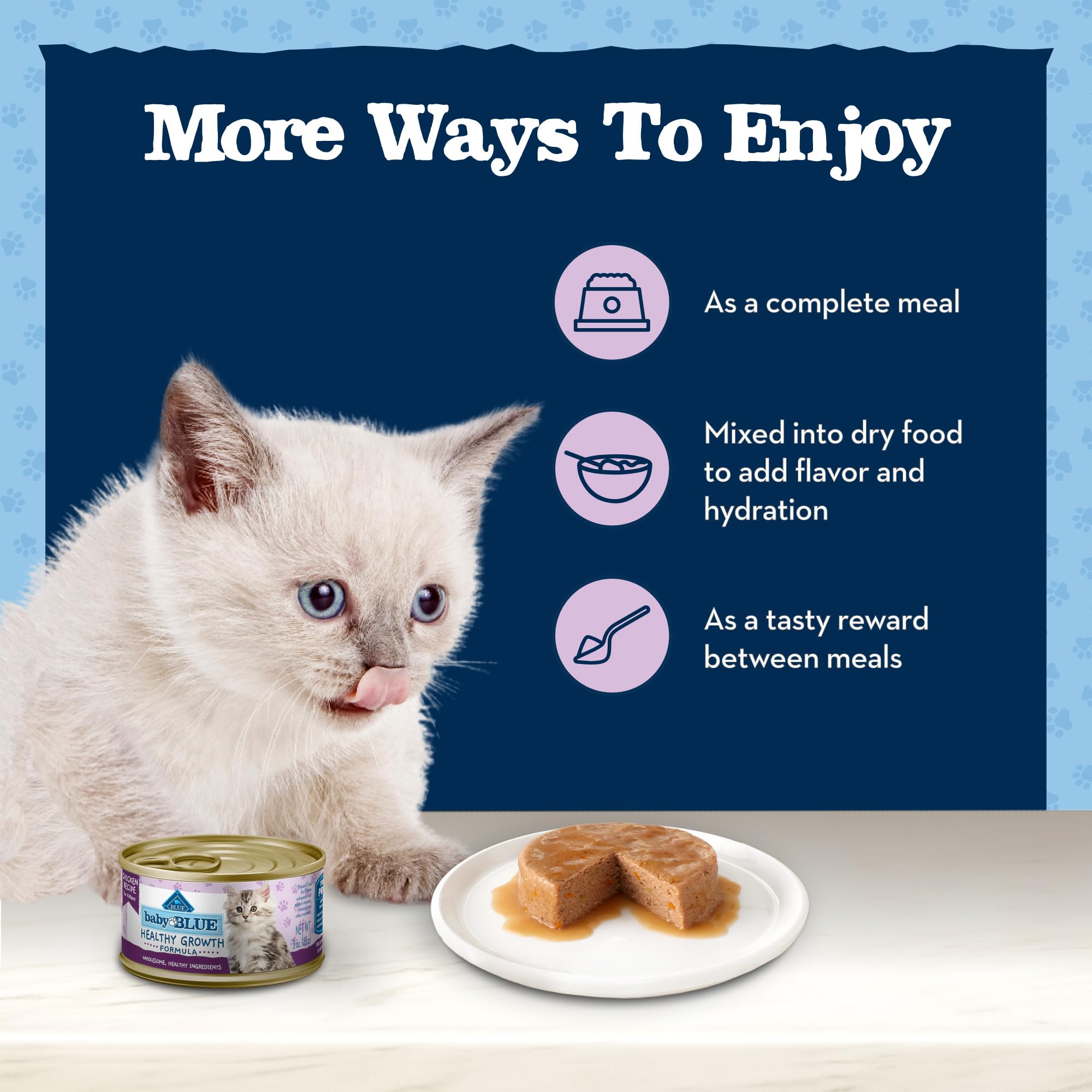 Blue Buffalo Baby BLUE Natural Kitten Wet Cat Food, Healthy Growth Formula with DHA, Chicken Recipe Multi-Pack, 3-oz. Cans (6 Co