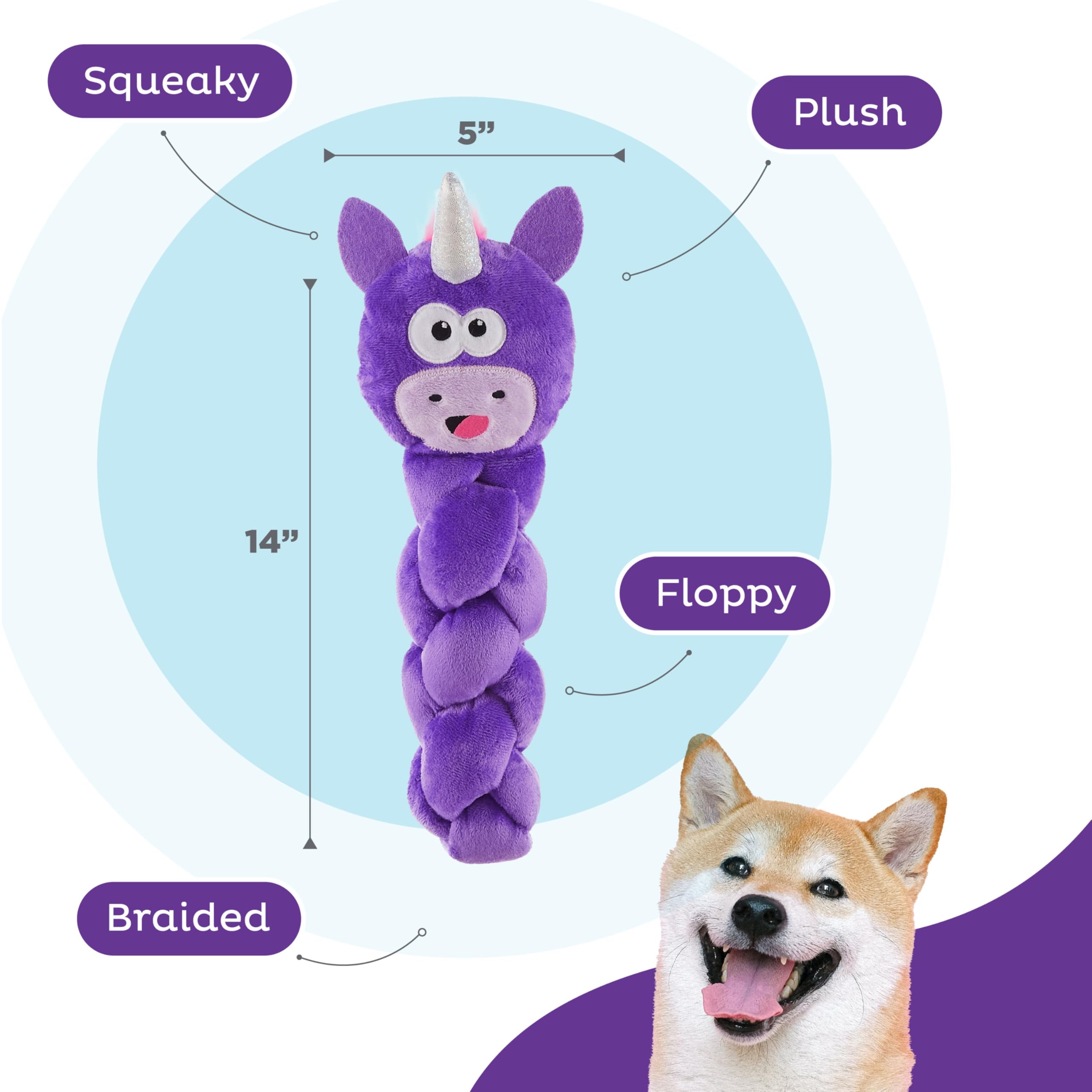 Outward Hound by Nina Ottosson Twistiez Interactive Plush Dog Treat Puzzle, Unicorn, Purple