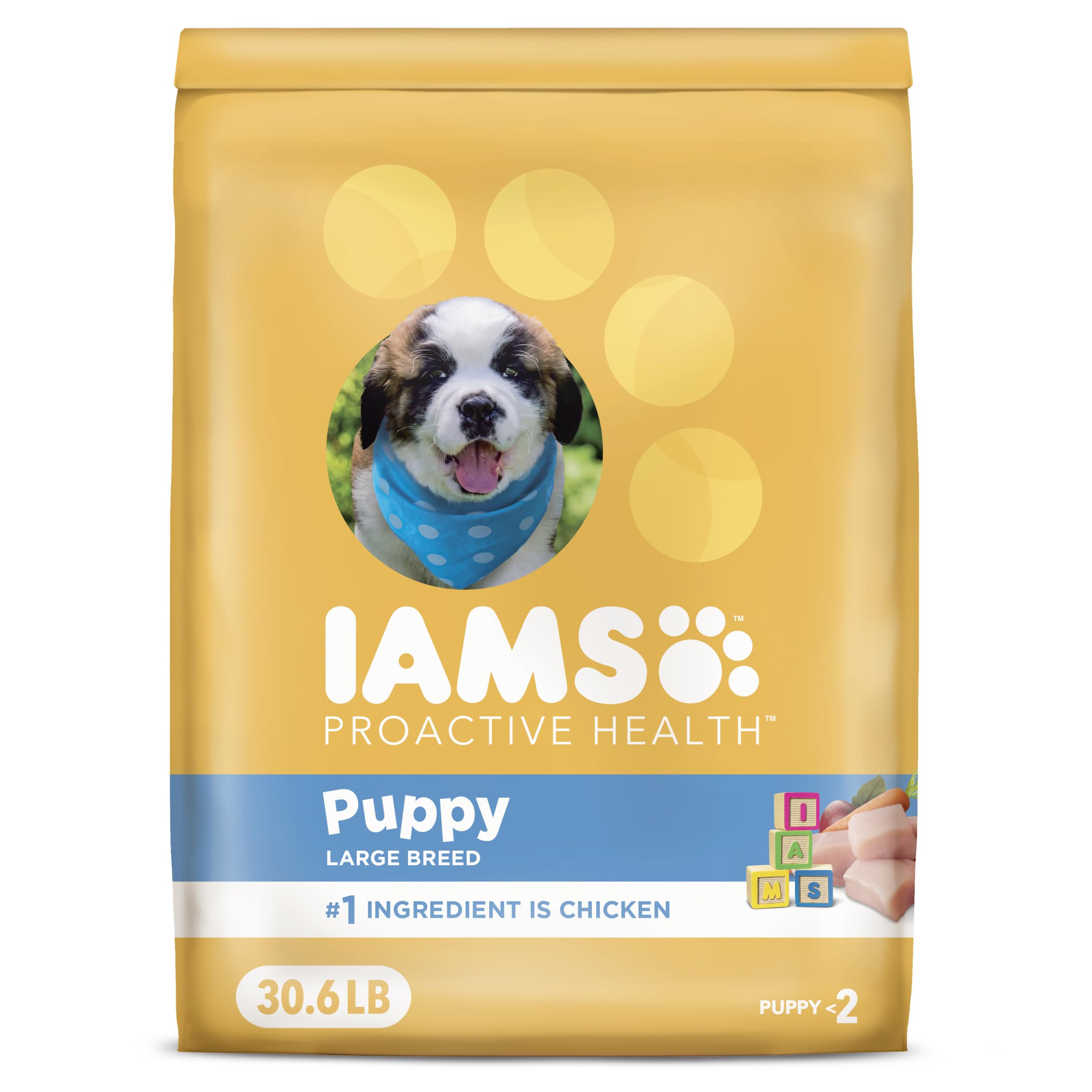 IAMS Proactive Health Large Breed Puppy Food with Real Chicken, 30.6 lb. Bag