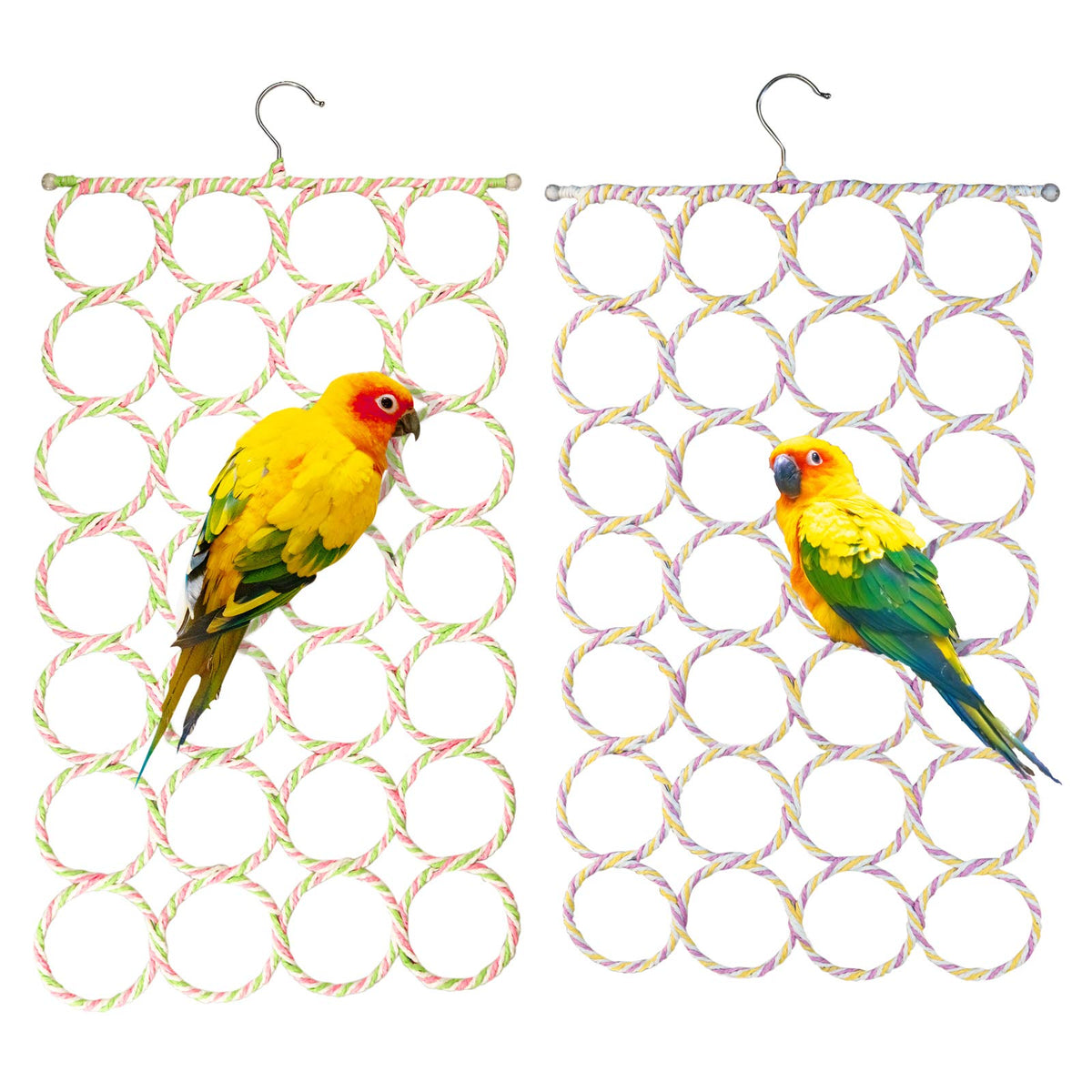 2 Packs Parrot Swing Hanging Toys, Bird Climbing Rope Net Ladders Small Medium Pet Activity Toy Suitable For Parakeet,Cockatiel,
