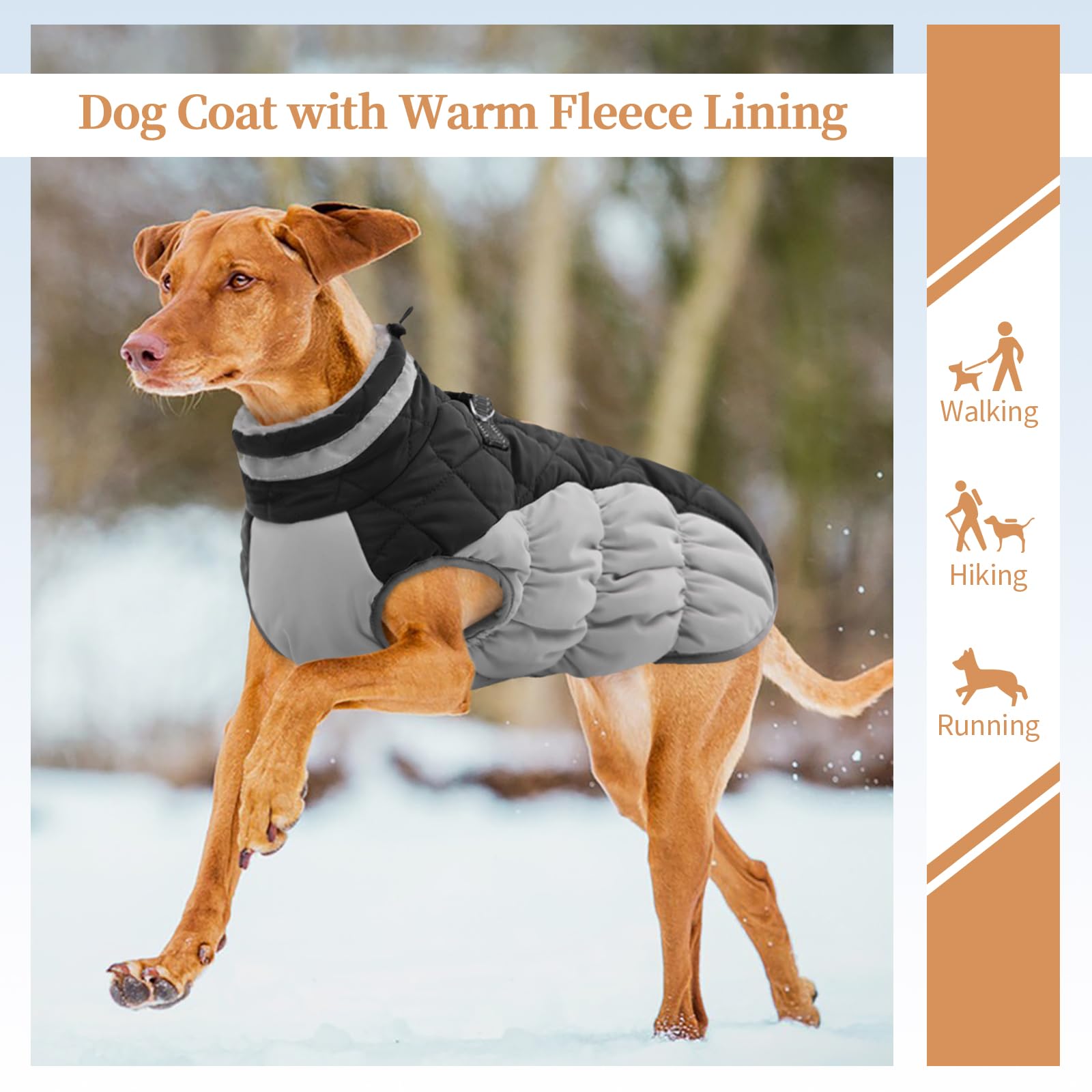 Ouobob Dog Winter Jacket Cozy Reflective Waterproof Windproof Warm Pet Garment,Comfortable Cold Weather Fleece Apparel Outfits With Zipper Closure For Small Medium Large Dogs Puppy Walking,X-Small