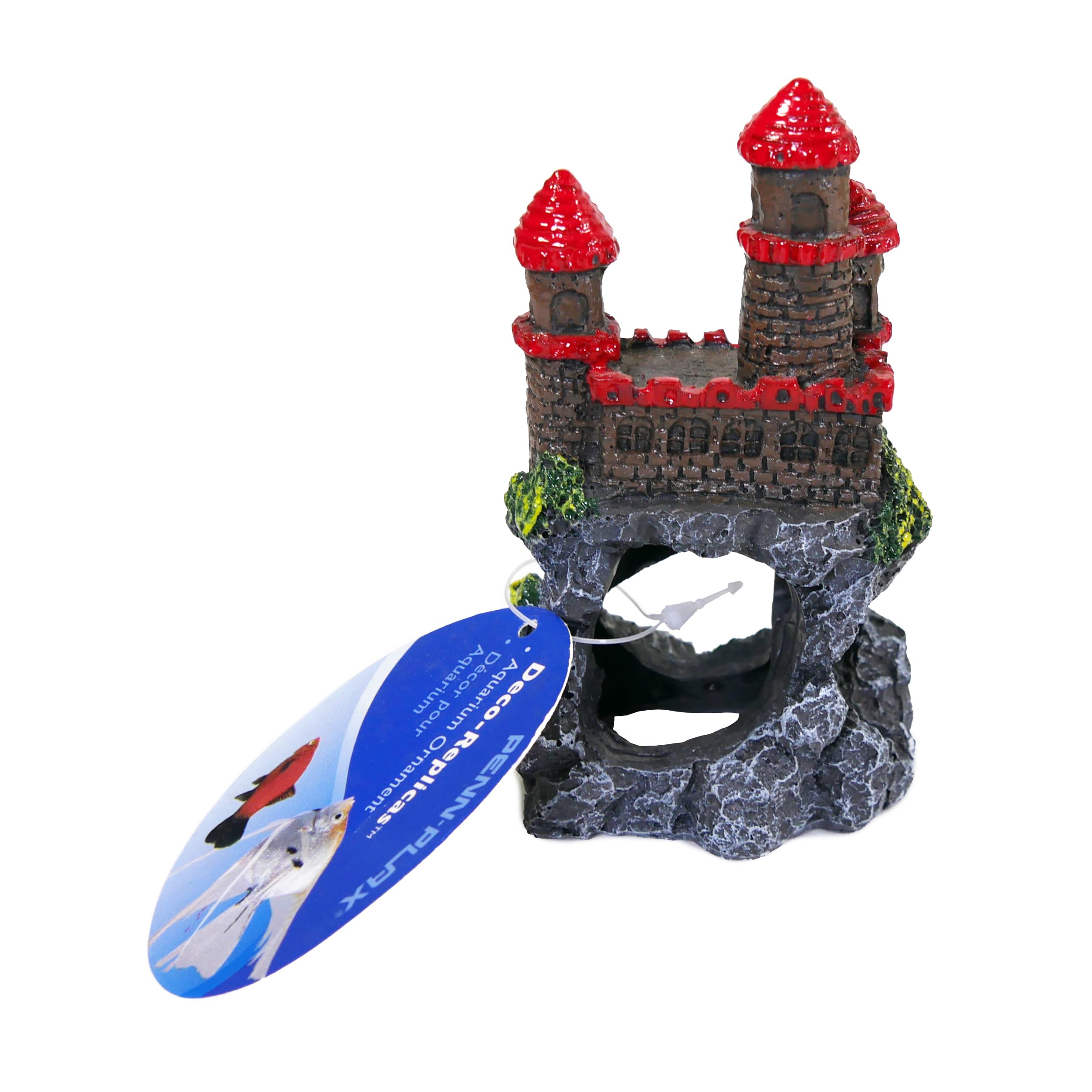 Penn-Plax Age-Of-Magic Magical Mini Castle Aquarium Decoration – Safe For Freshwater And Saltwater Fish Tanks – Red