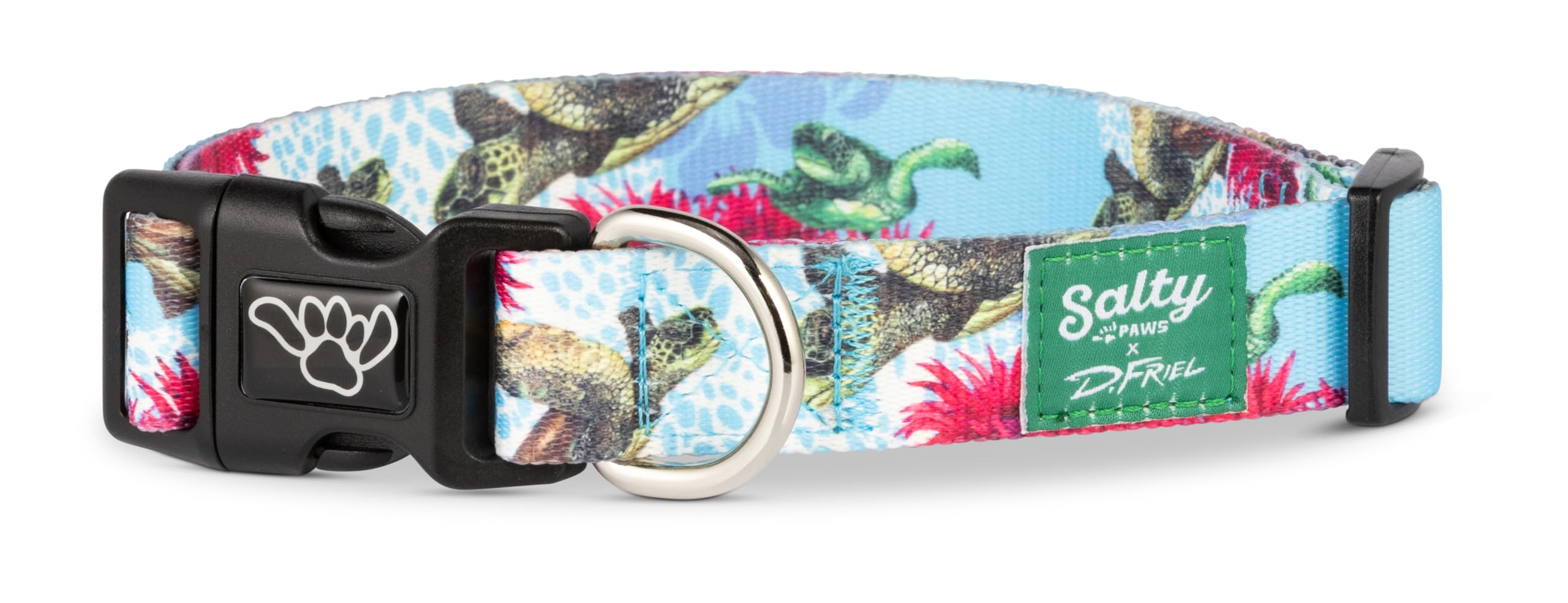Shaka'S Salty Paws Boy & Girl Dog Collar Small Medium Large (Small Dog Collar Adj. 10-16' For Dogs Up To 25 Lbs, Turtles Dog Co