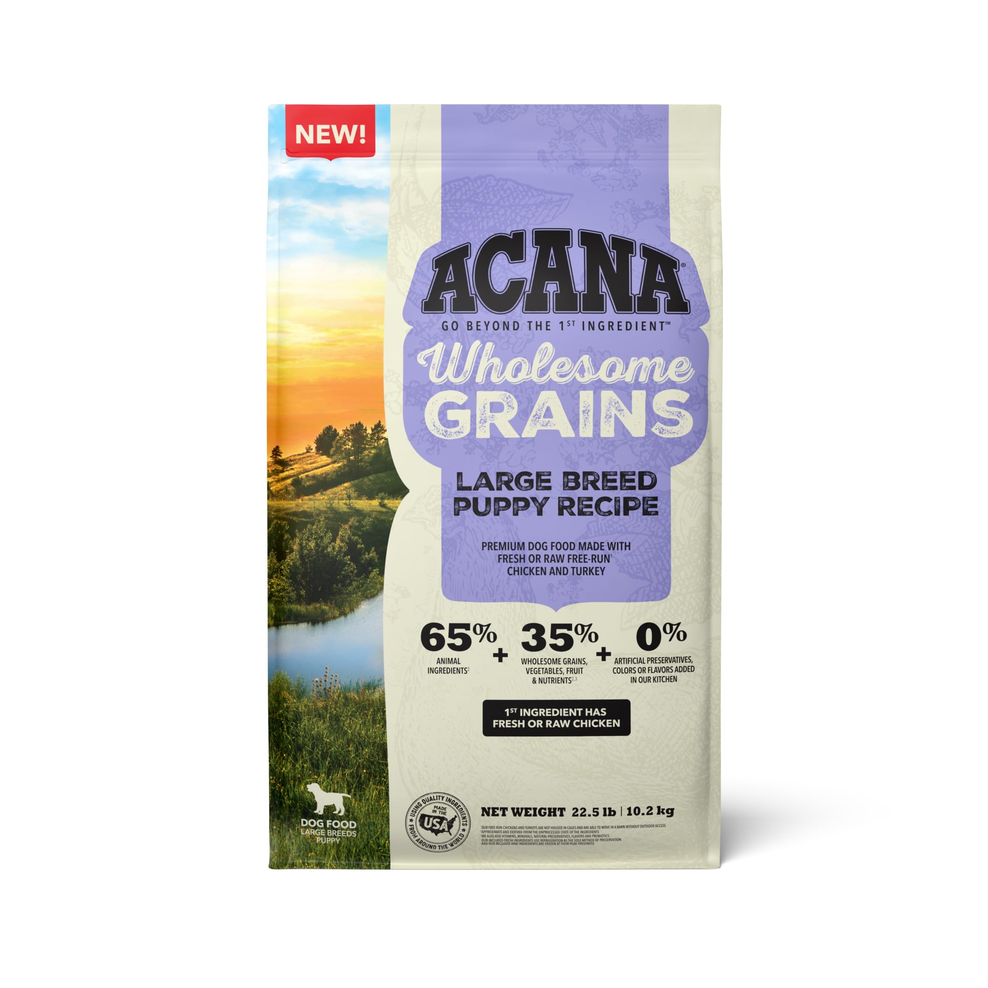 ACANA Wholesome Grains Dry Dog Food, Large Breed Puppy Recipe, Chicken Dog Food, 22.5lb