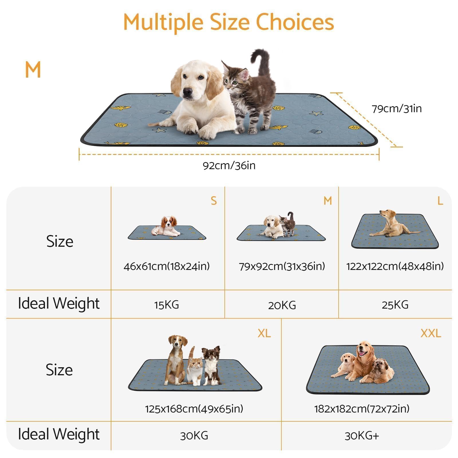 Maxetodo 31x36 2pack Reusable Dog Pads & Washable Puppy Pee Pads with 2 Straps,Super Absorbent,Leak-Proof & Machine Washable Pet