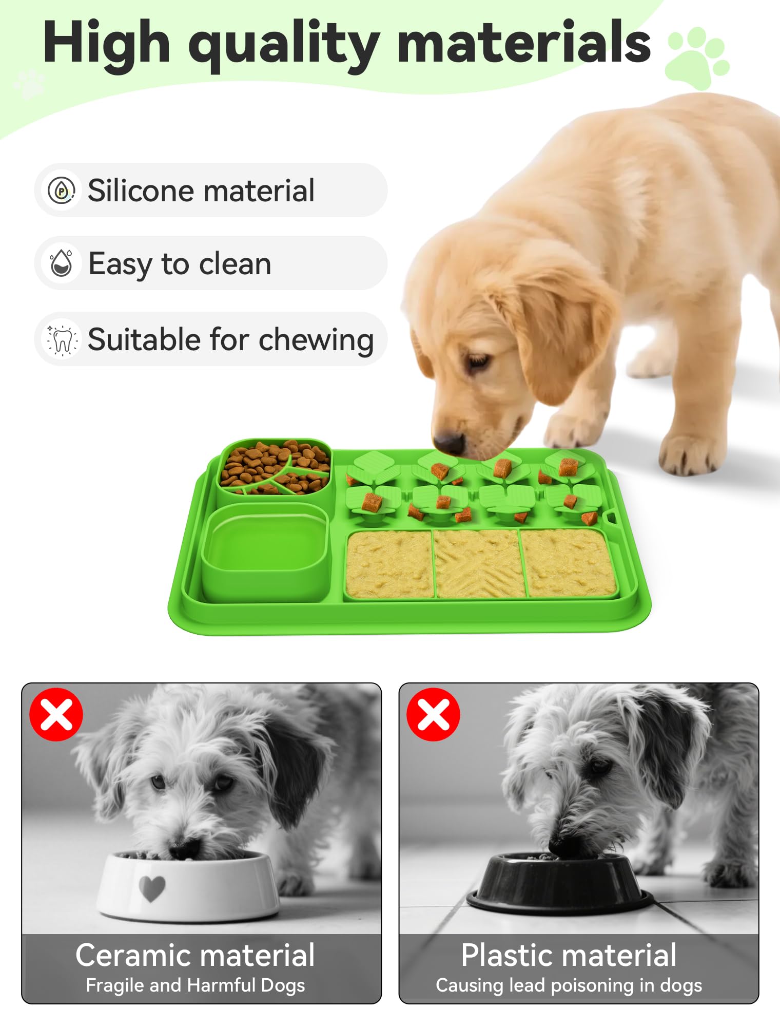 Lick Mat for Dogs,Slow Feeder Bowl for Dogs and Cats, Silicone Lick Mat & Snuffle Mat - Interactive Puzzle Feeder to Slow Eating