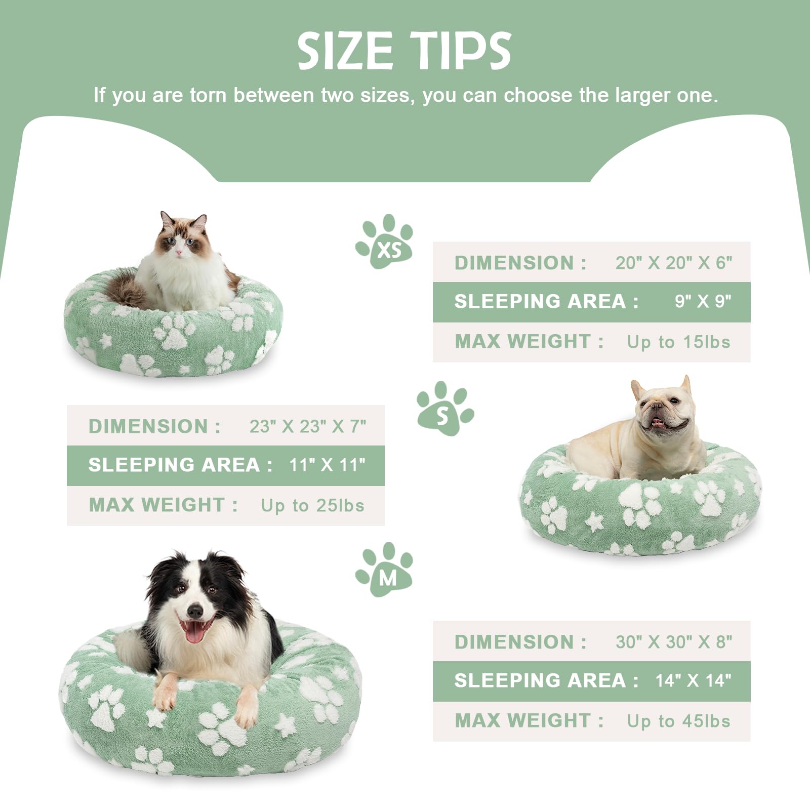 Yaning Donut Dog Beds For Medium Dogs, Calming Round Cat Beds For Indoor Cats, Cute 3D Textured Paw Pet Bed With Removable Washa