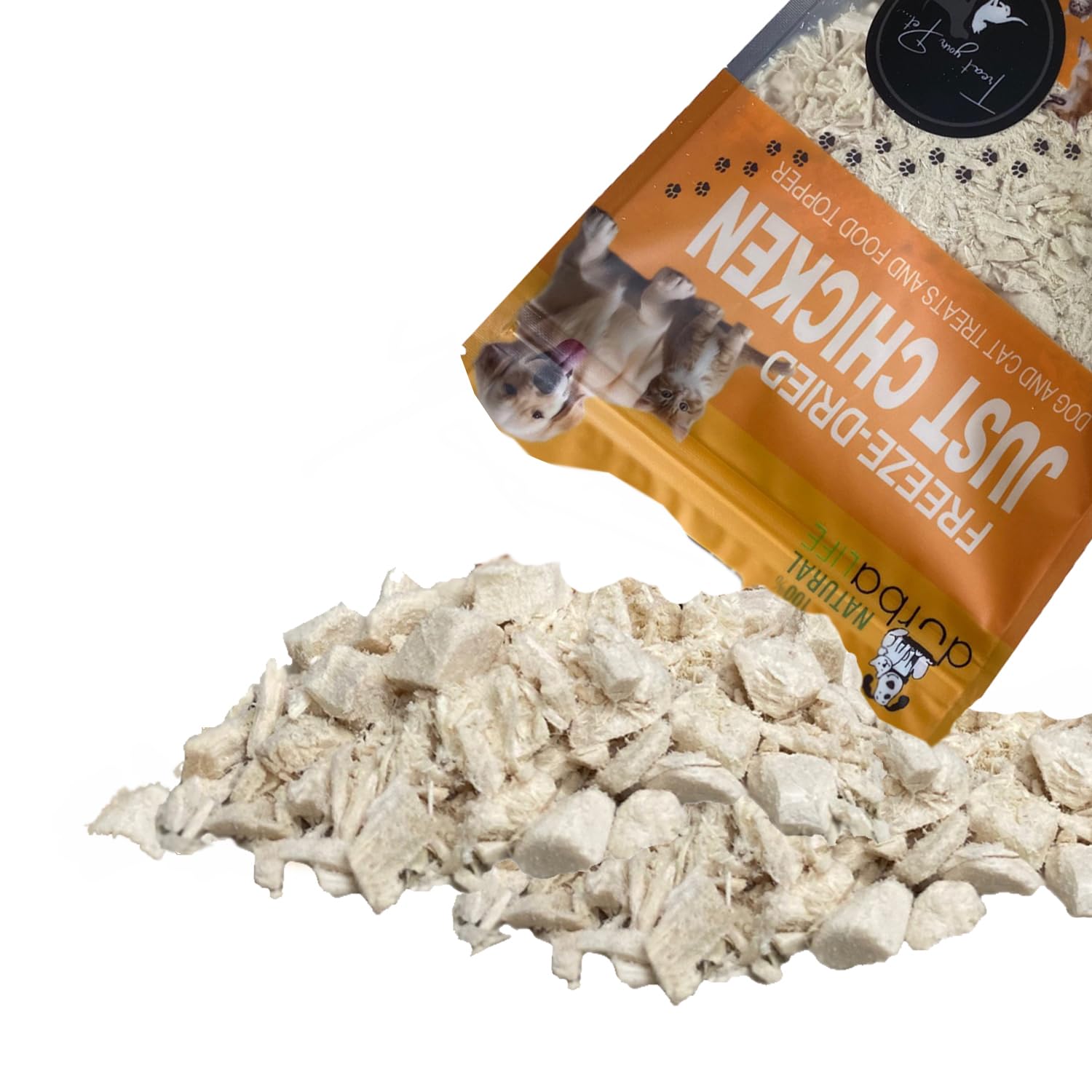 Freeze Dried Chicken Breast Food Topper for Cats and Dogs High Protein & Vitamins Treats - Powder and Chunks Blend