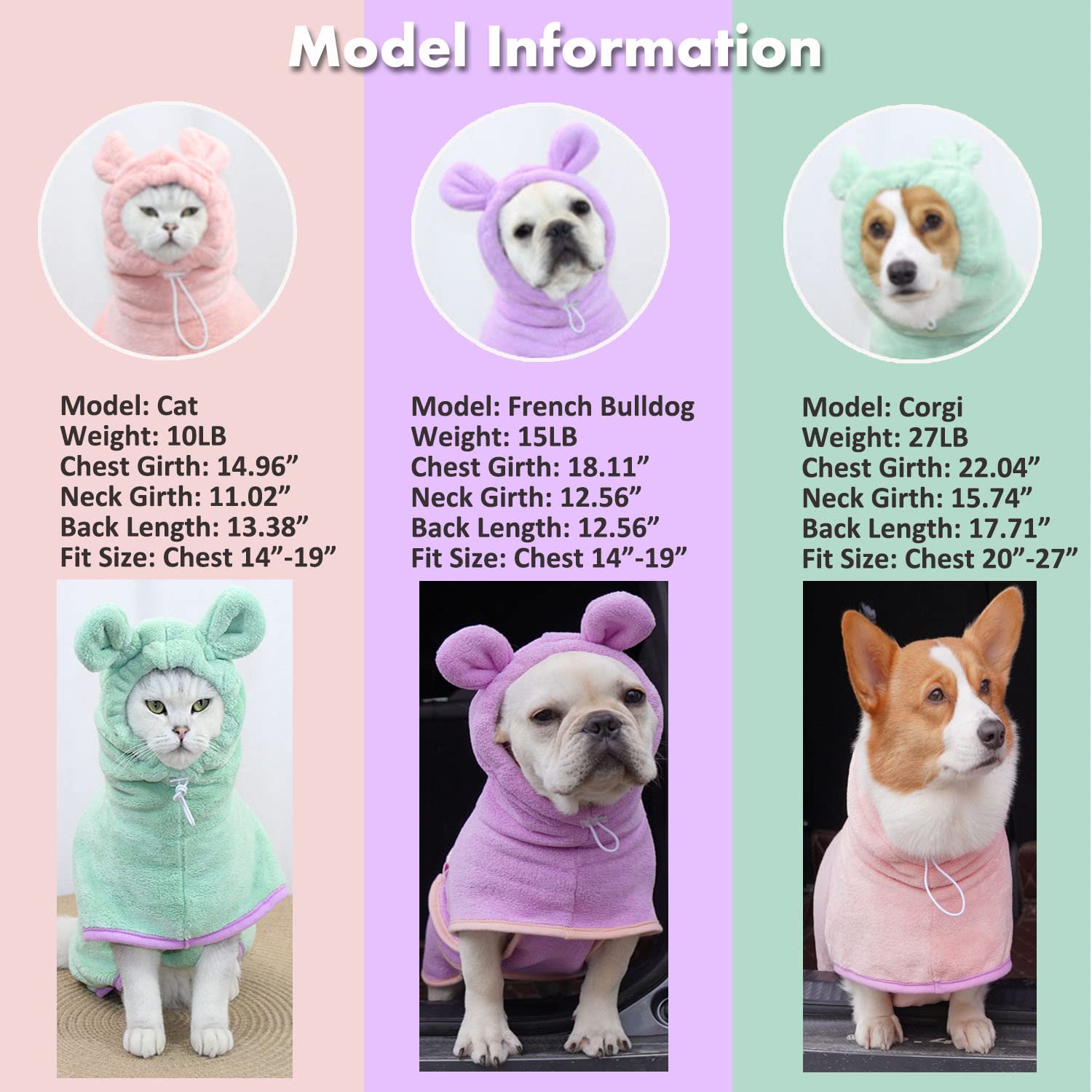 Dog Bathrobe, Microfiber Fast Drying Absorbent Hooded Bath Towel For Puppy Small Medium Large Dog Cat(Pink,Xs)
