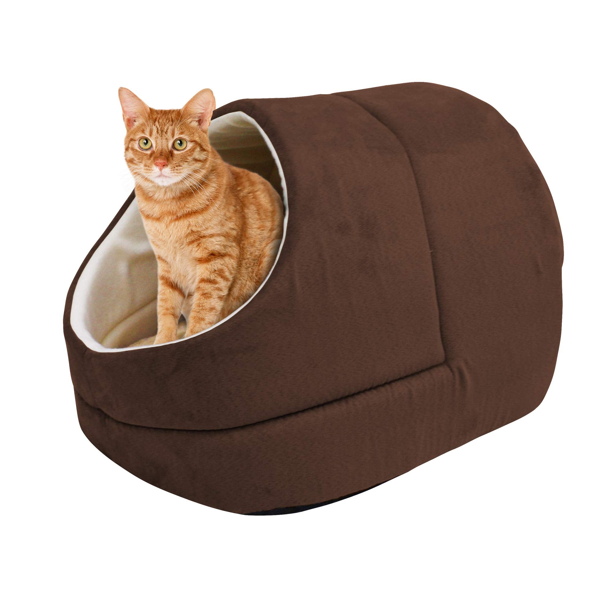 Goopaws Goopaws Cat Cave For Cat And Warming Burrow Cat Bed, Pet Hideway Sleeping Cuddle Cave (Brown-2)