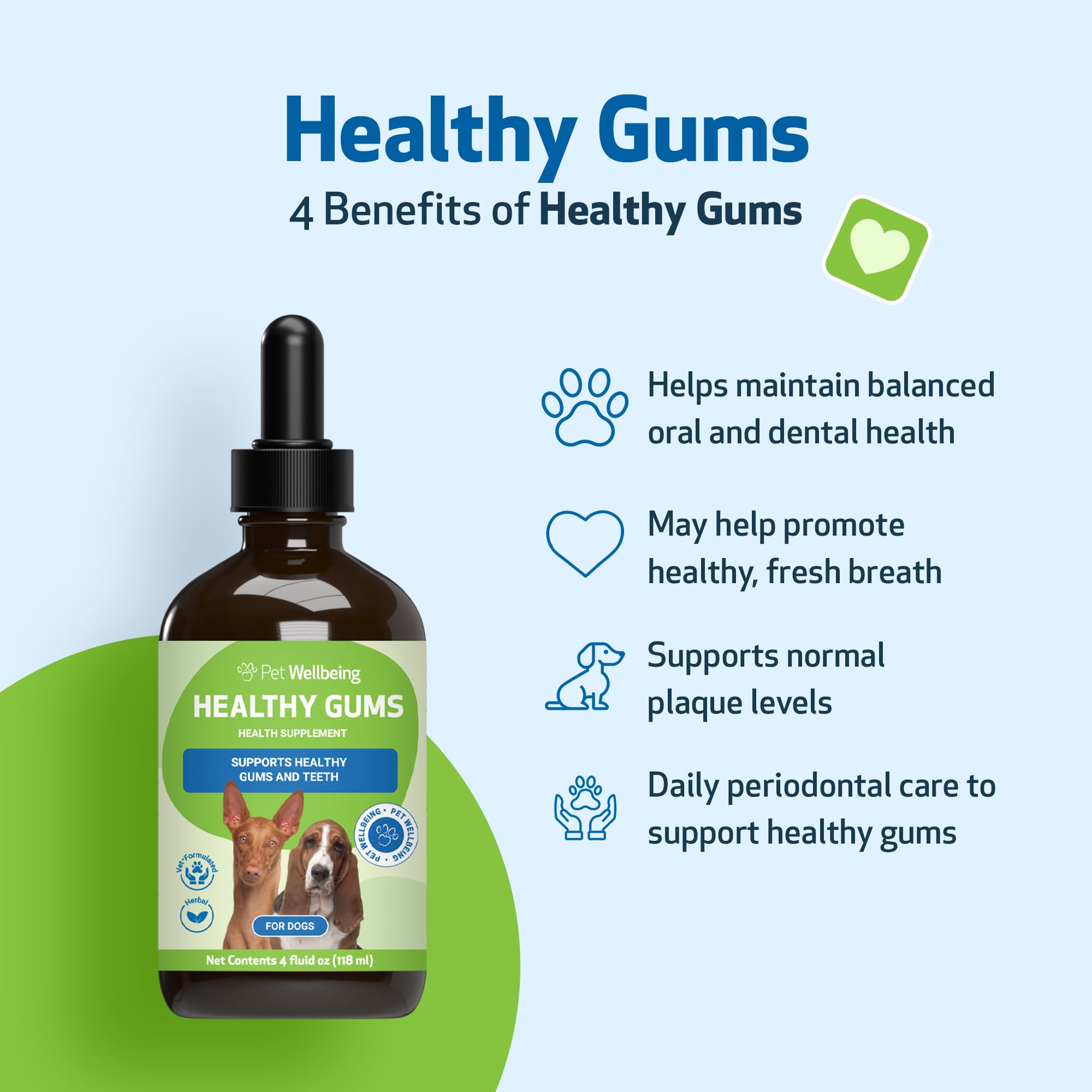 Pet Wellbeing Healthy Gums for Dogs - Gums & Dental Health, Oral Care, Healthy Breath, Coenzyme Q10, Zinc Oxide, Calendula, Mars