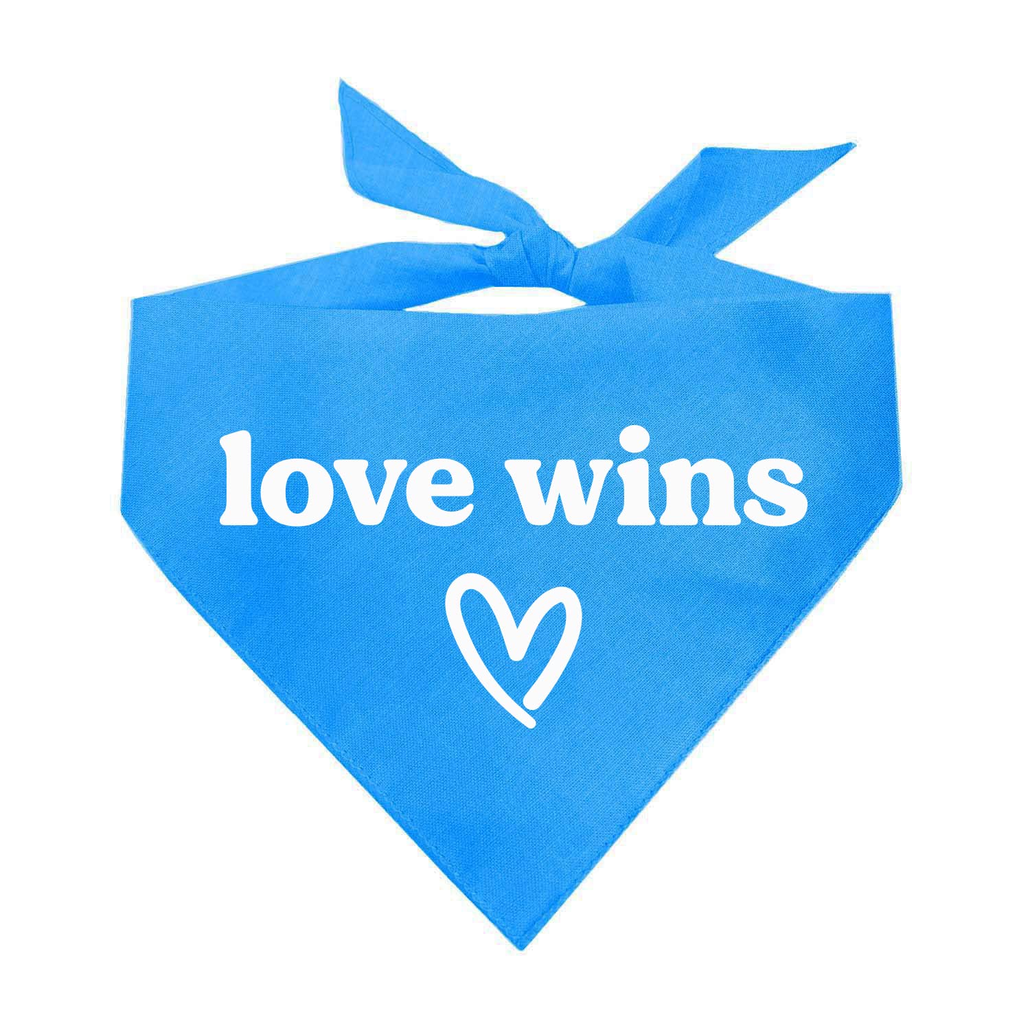 Love Wins Dog Bandana | 100% Cotton Adjustable Triangle | Made In Usa | Pride Day | Lgbtq+ | Rainbow | Parade |Turquoise, X-Smal