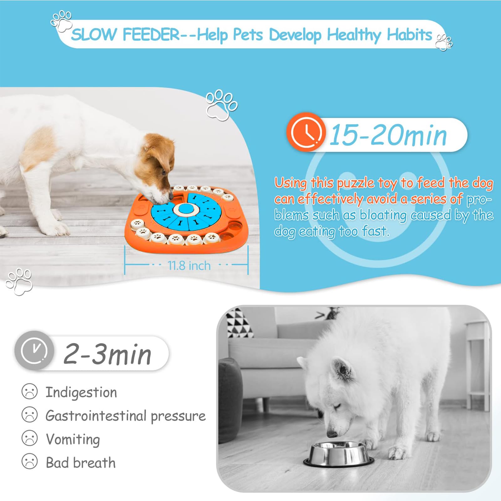 FOXMM Dog Puzzle Toys,Interactive Treat Puzzle Dog Toy for IQ Training & Mental Stimulating,Treat Puzzle Dispensing with Squeaky