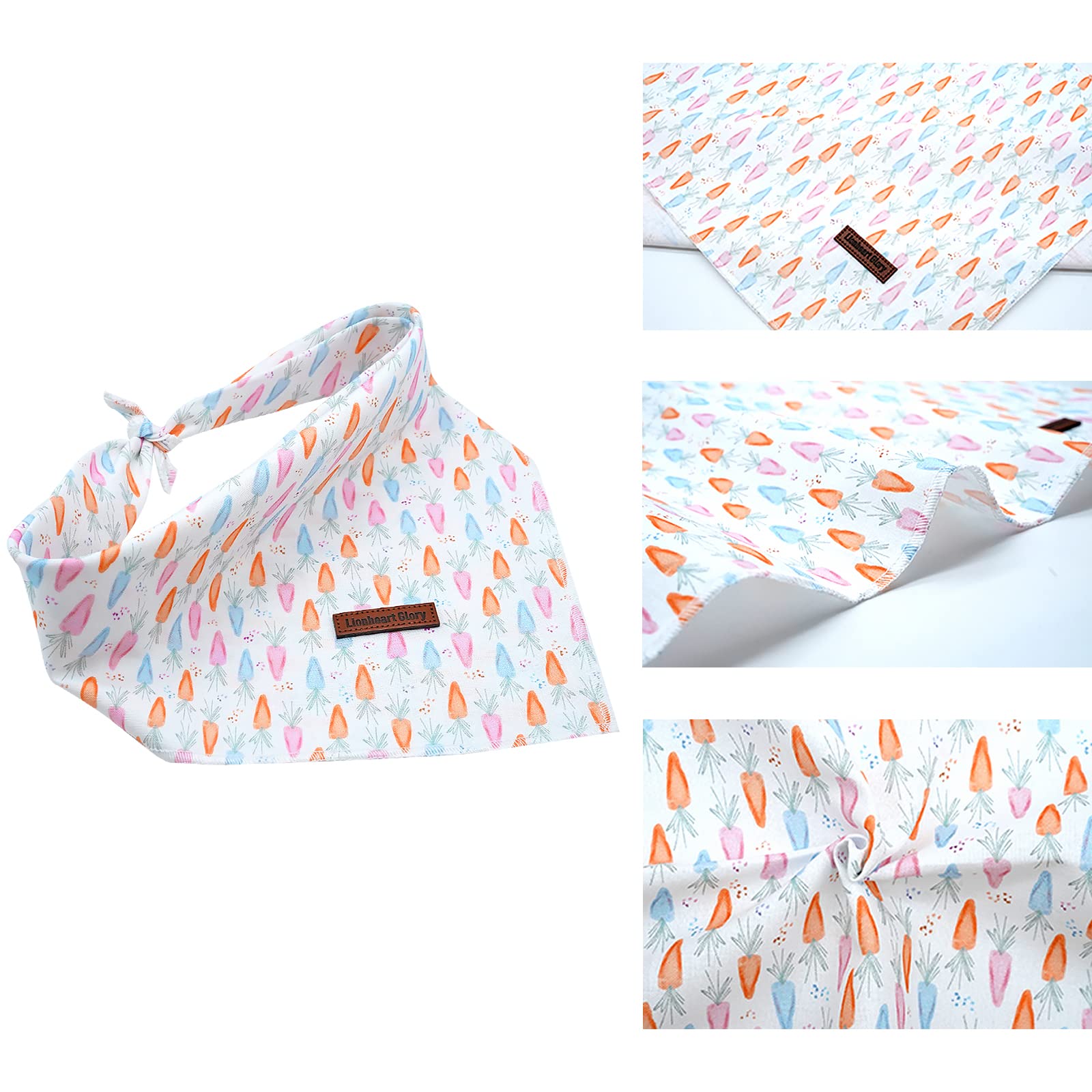 Lionheart Glory Easter Bandana 1 Pack Washable Soft Scarf, Square Adjustable For Medium Large Dogs
