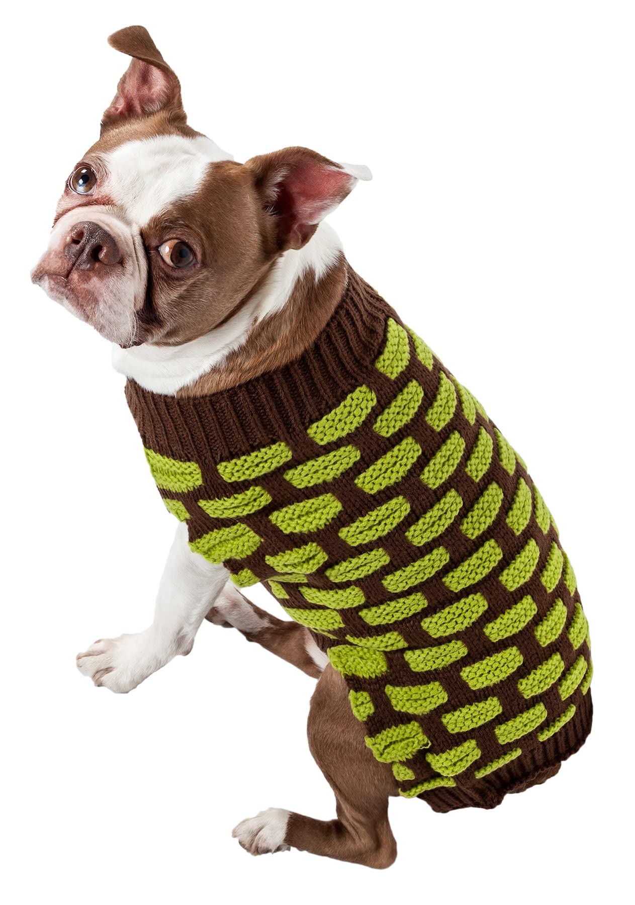Pet Life  Weaved Fashion Pet Sweater - Designer Heavy Knitted Dog Sweater with Turtle Neck - Winter Dog Clothes Designed to Keep