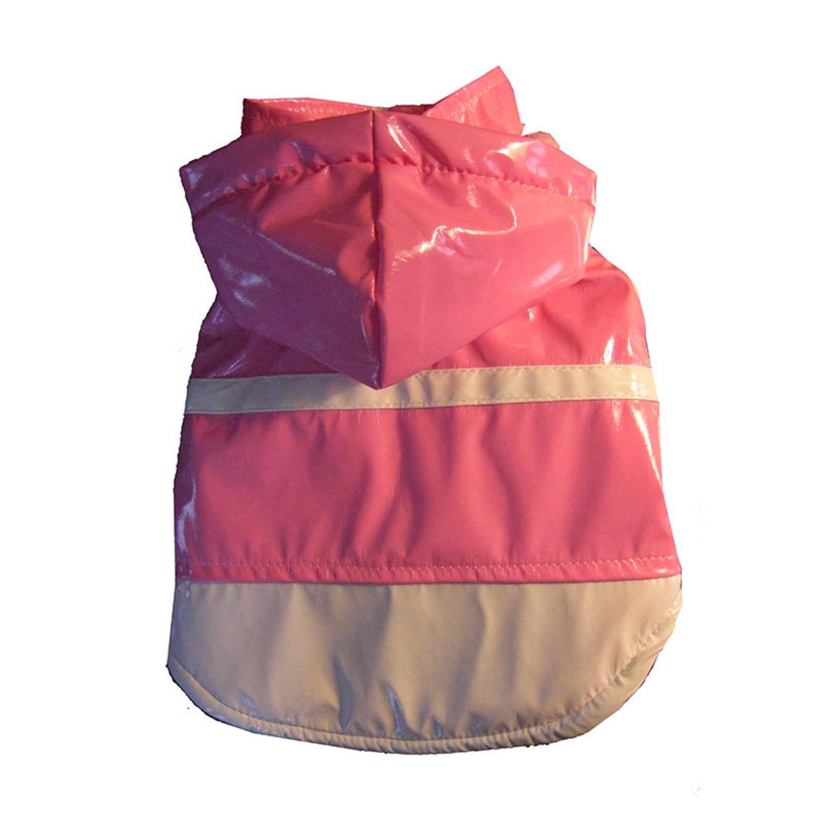 Pet Life Dpf34503 Pvc 2-Tone Raincoat With Removable Hood For Dog, Small, Pink/White