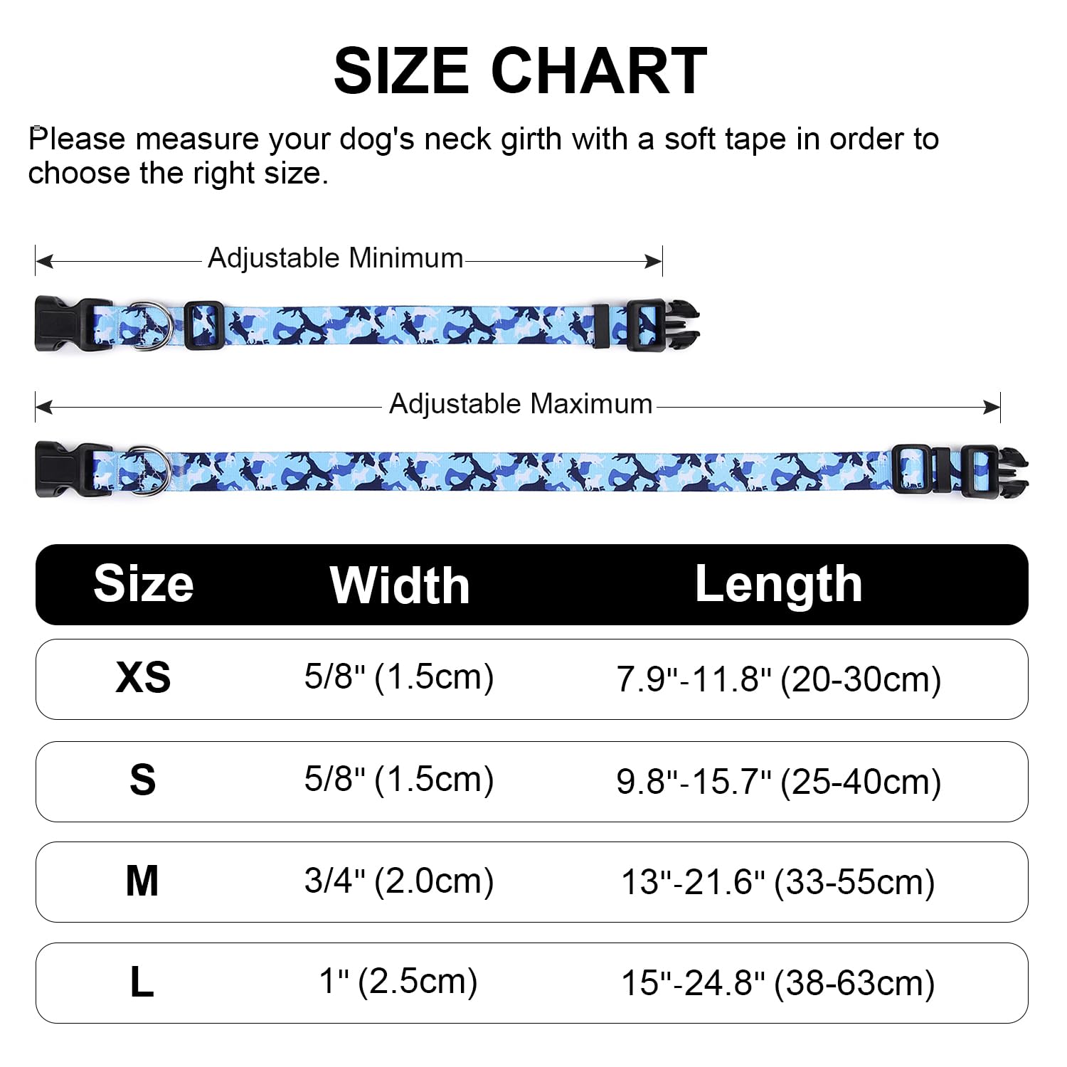 Mercano Adjustable Dog Collar - Special Design Patterns, Soft Nylon Comfortable Durable Pet Collar For Small Medium Large Dogs (M, Dog Camouflage Blue)