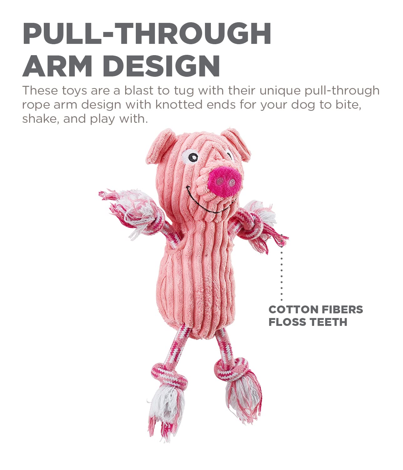 Outward Hound By Charming Pet Ranch Roperz Pig Plush Squeaky Dog Toy