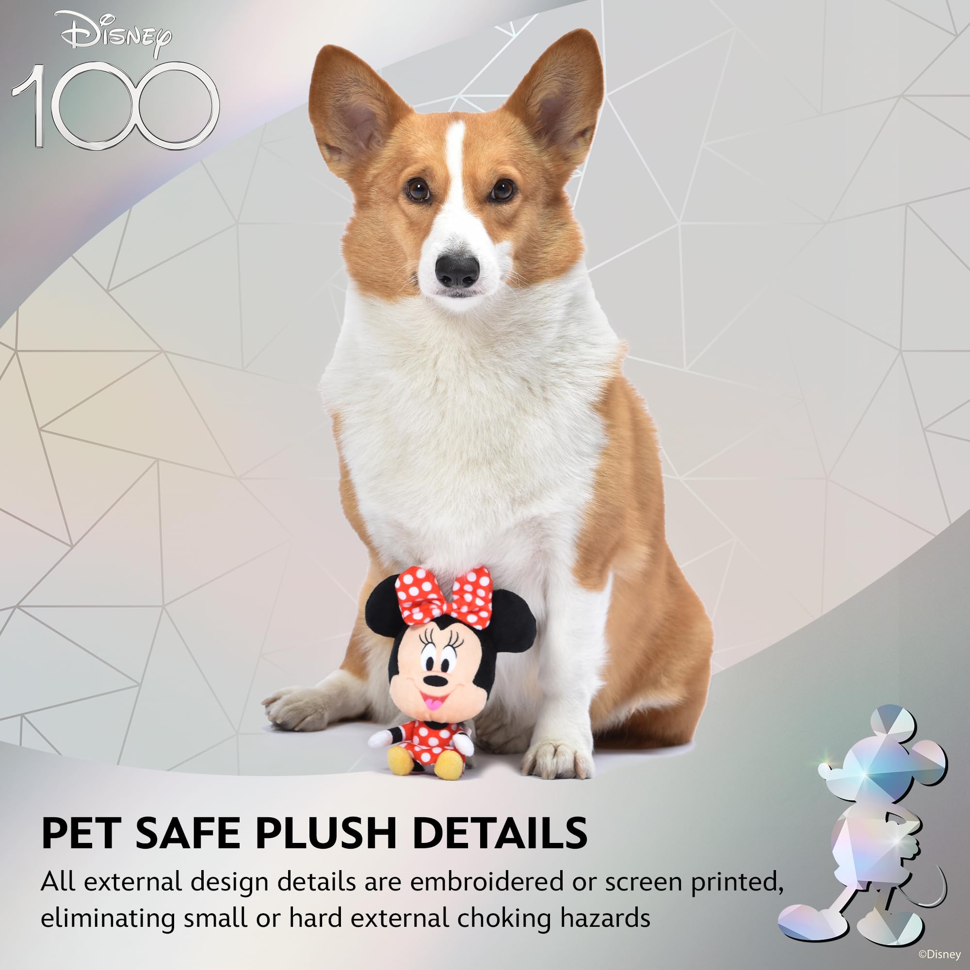 Disney For Pets Minnie Mouse Plush Squeaky Dog Toy 6In | Disney Dog Toys | Plush Squeaker Toy For Dogs Inspired By Minnie Mouse,