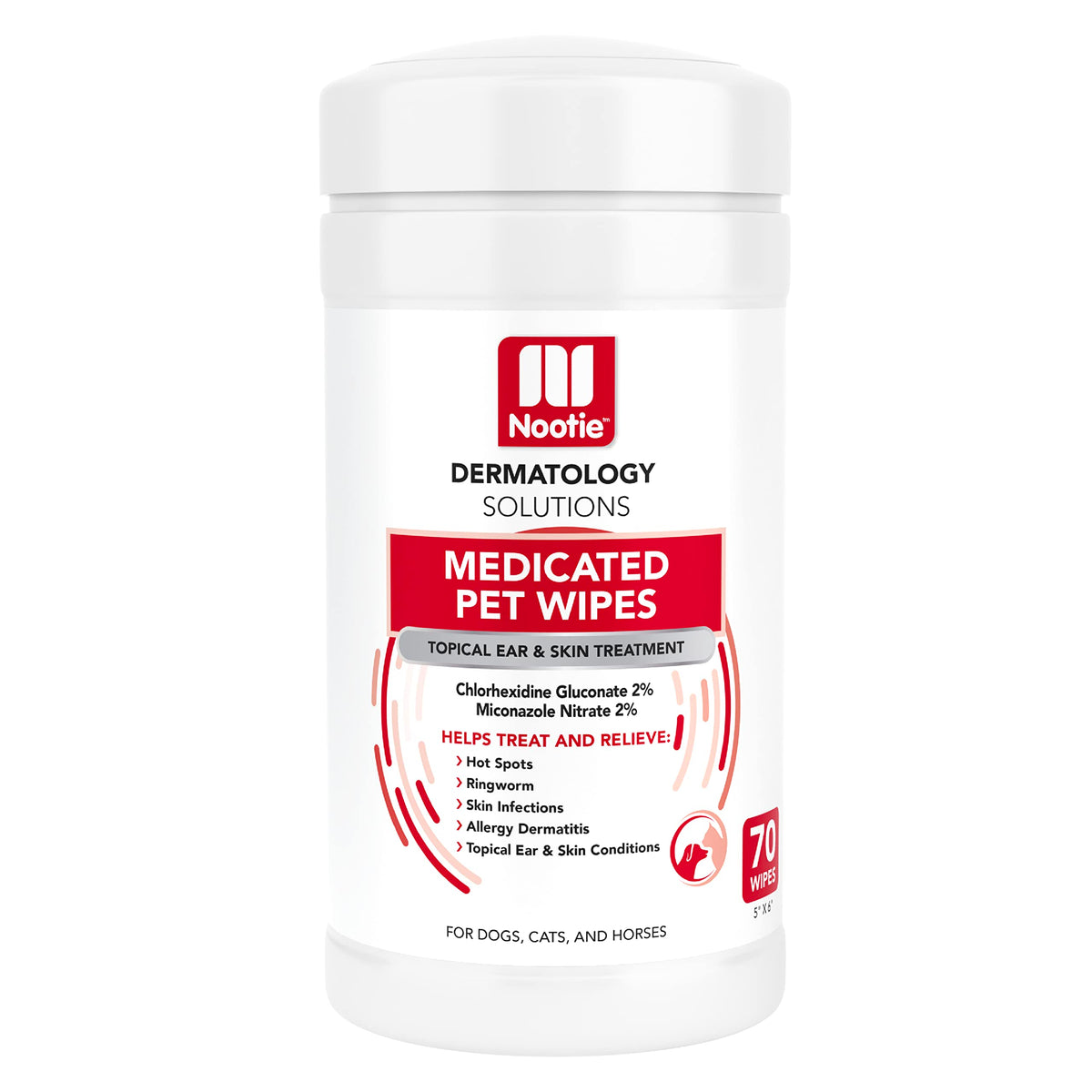 Nootie Medicated Dog Wipes, 2% Chlorhexidine And 2% Miconazole Formulated Pet Wipes For Dogs And Cats - 5''X 6'' Size Xl Wipes -