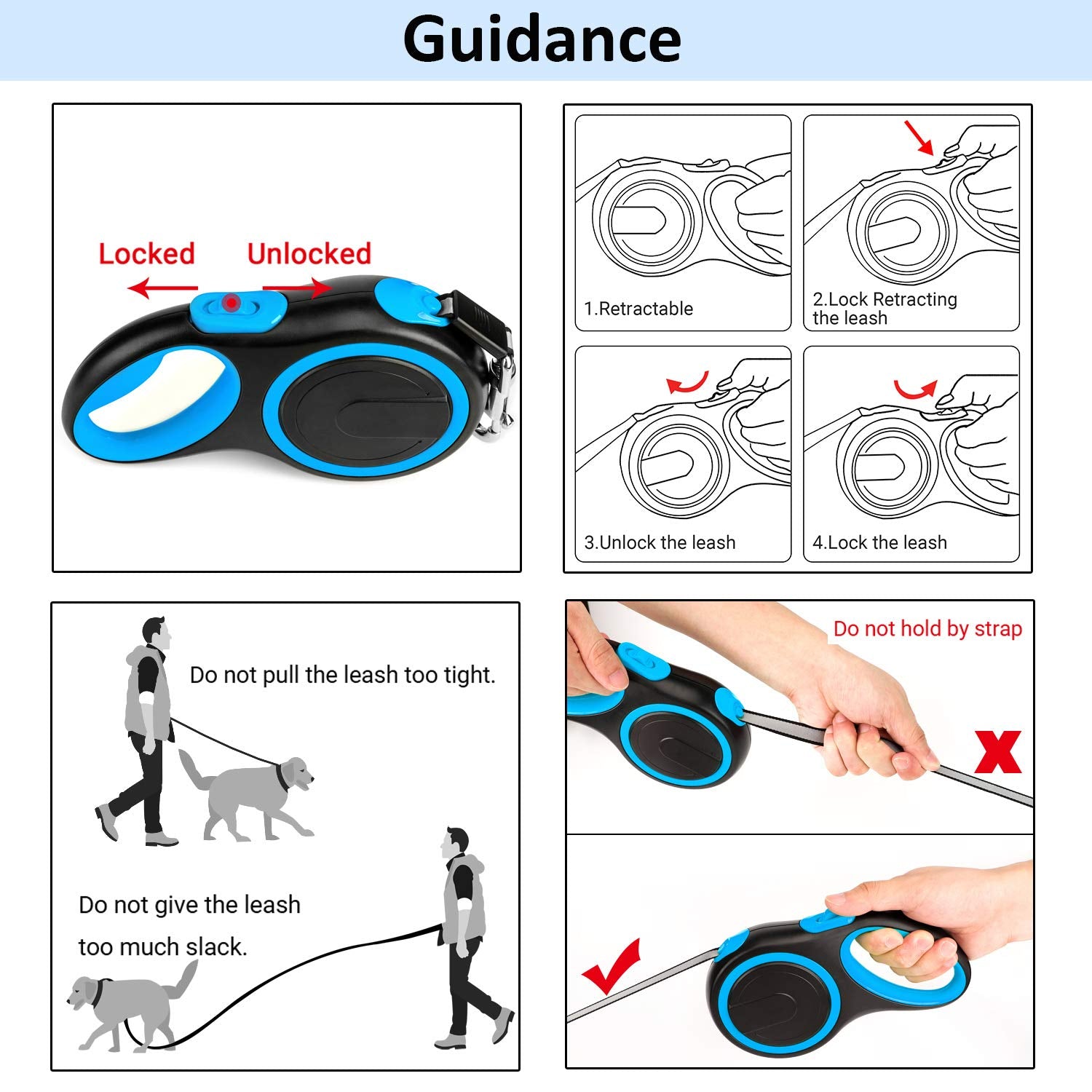 Segarty Retractable Dog Leash 26 Ft, Dog Retractable Leash For Small Medium Larger Dogs Up To 110 Lbs, 1 Button Break & Lock, 36