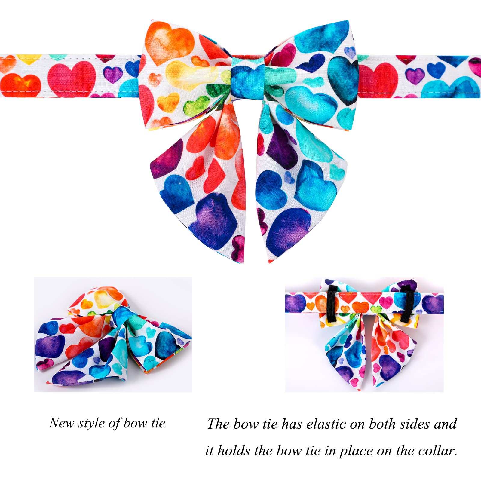 Lionet Paws Valentines Day Dog Collar With Bowtie, Dog Sailor Bow Collar With Metal Buckle For Dogs And Cats, Adjustable Comfort