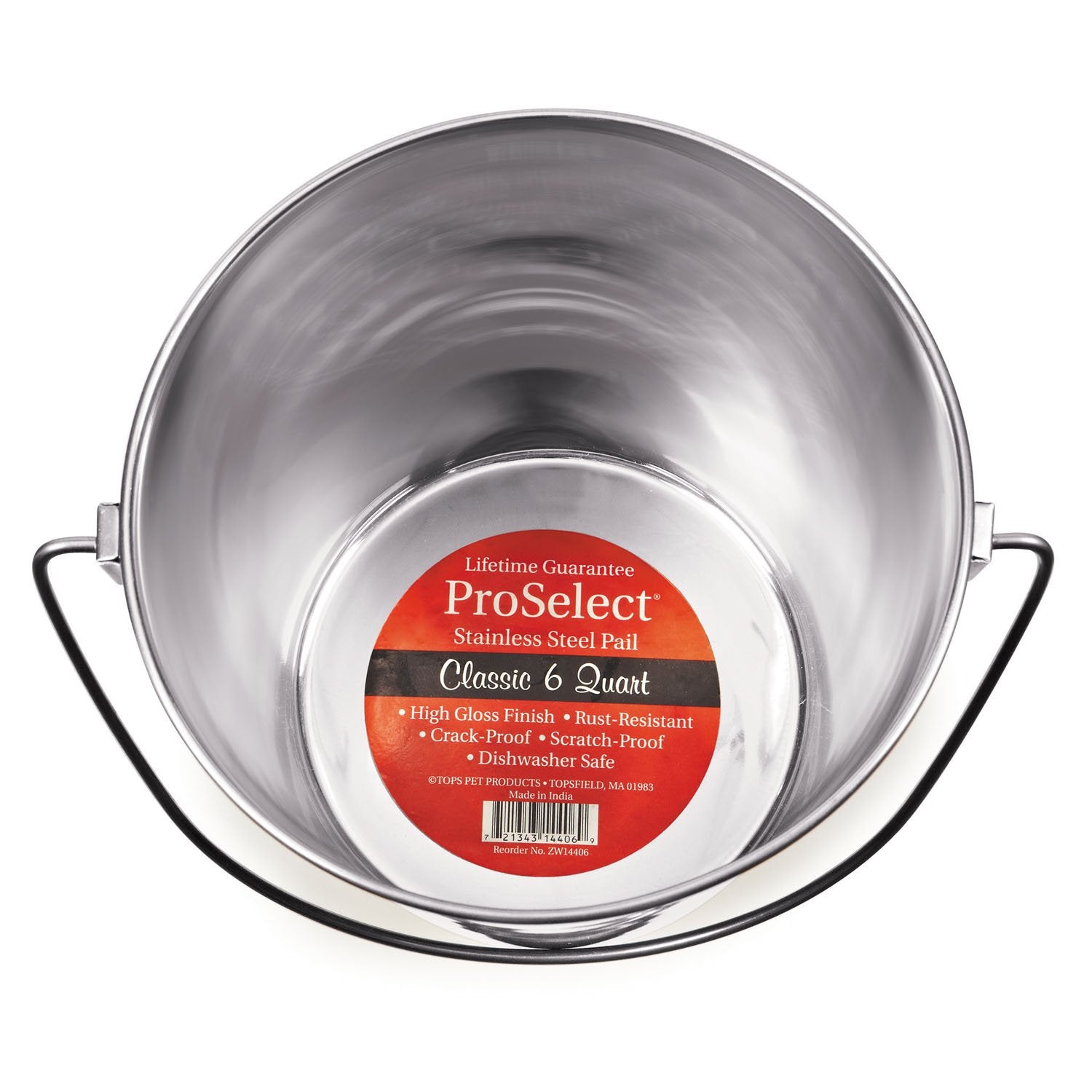 Proselect Heavy Duty Stainless Steel Pails — Durable Pails For Kennels And Farms - 8¾', 6-Quart