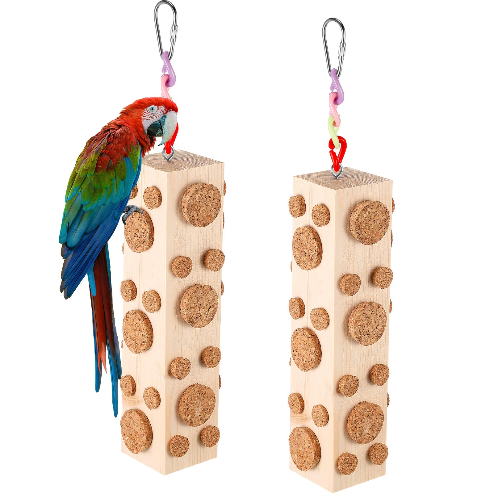 Skyygemm 2 Pcs Bird Chew Toys Hanging Foraging Toys For Birds Parrot Cork Stopper Toys Cage Woodpecker Feeding Toy For Macaws, S
