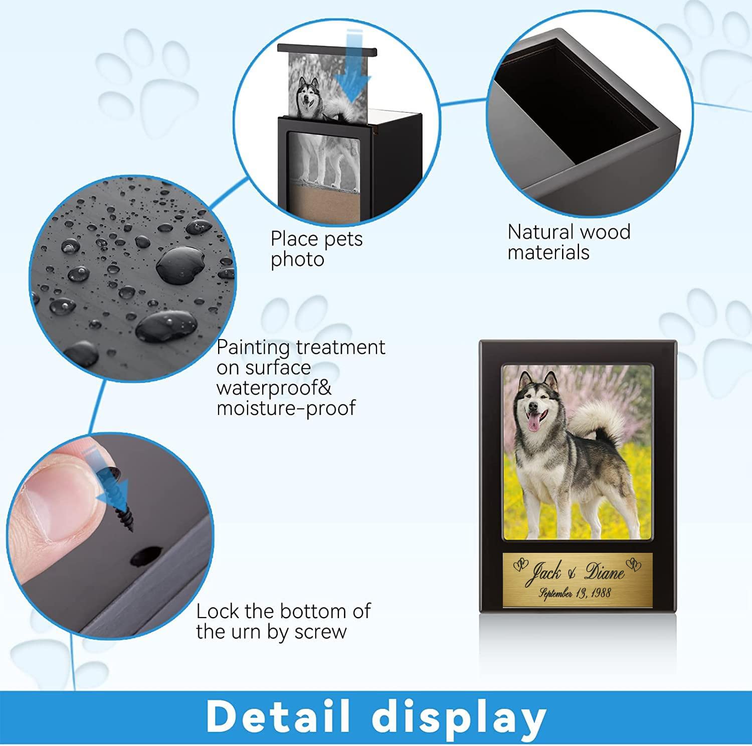 Newdream: Dog Urns For Ashes, Pet Urns, Box For Dog Ashes, Pet Ashes Photo Box,Ash Box For Dogs, Wood Keepsake Memorial Urns (Xl