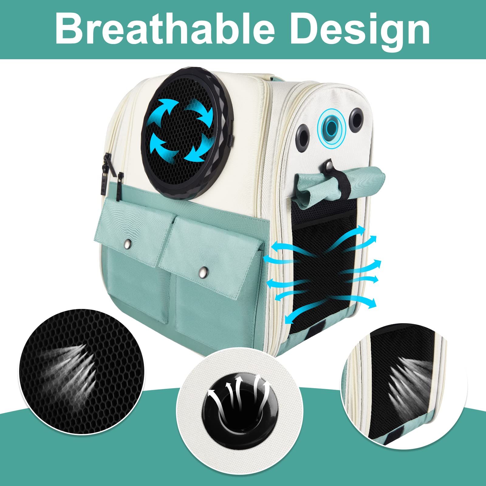 Top Tasta Cat Backpack Carrier, Airline Approved, Ventilated Design, Breathable Mesh For Small Cats And Dogs For Hiking And Camping, Carry Up To 25 Pounds (Light Blue)