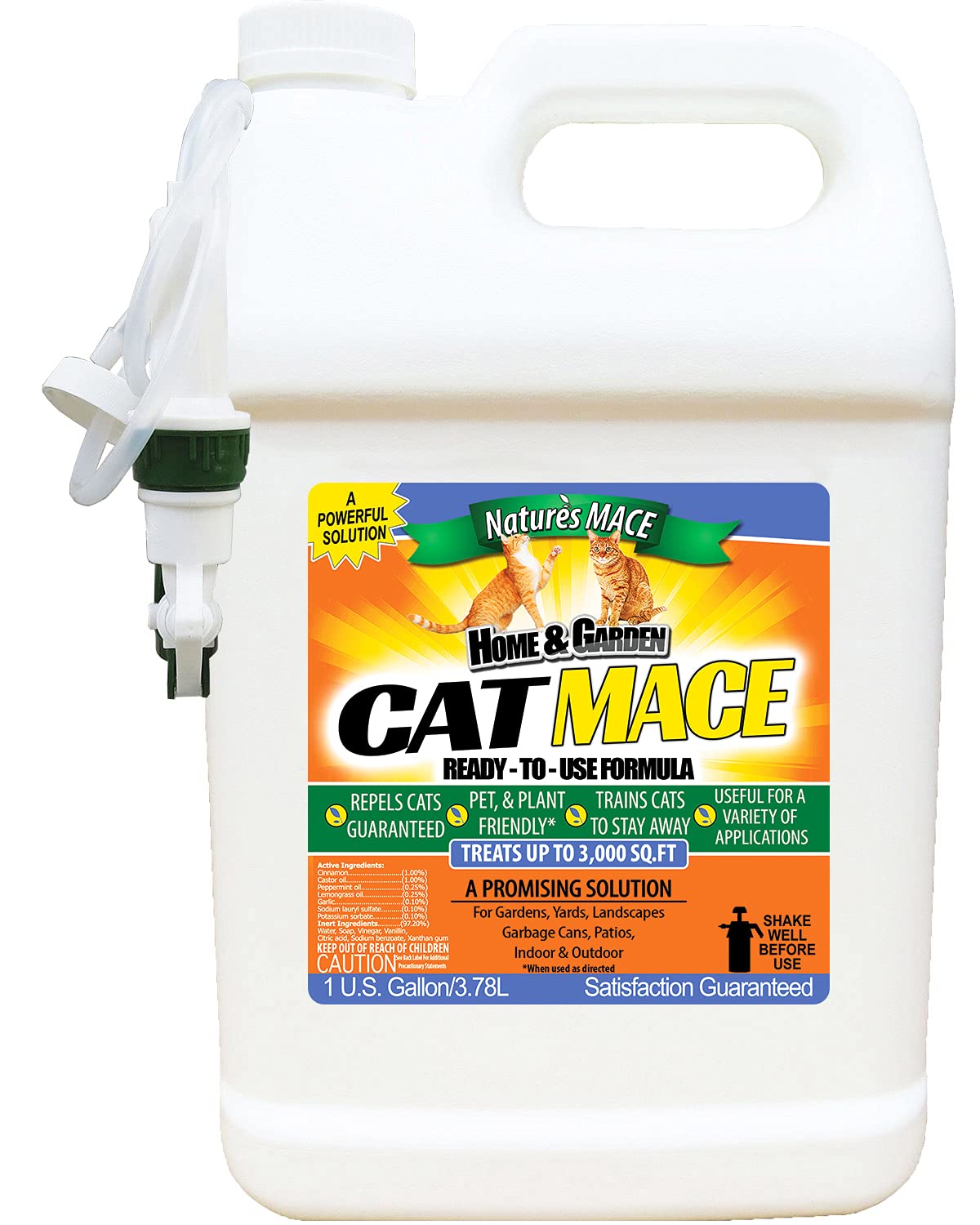 Natures MACE Cat MACE, Cat Repellent Spray, 1 Gallon, Keep Cats Out of Your Lawn and Garden, Cat Repellent Outdoor to Keep Cats 
