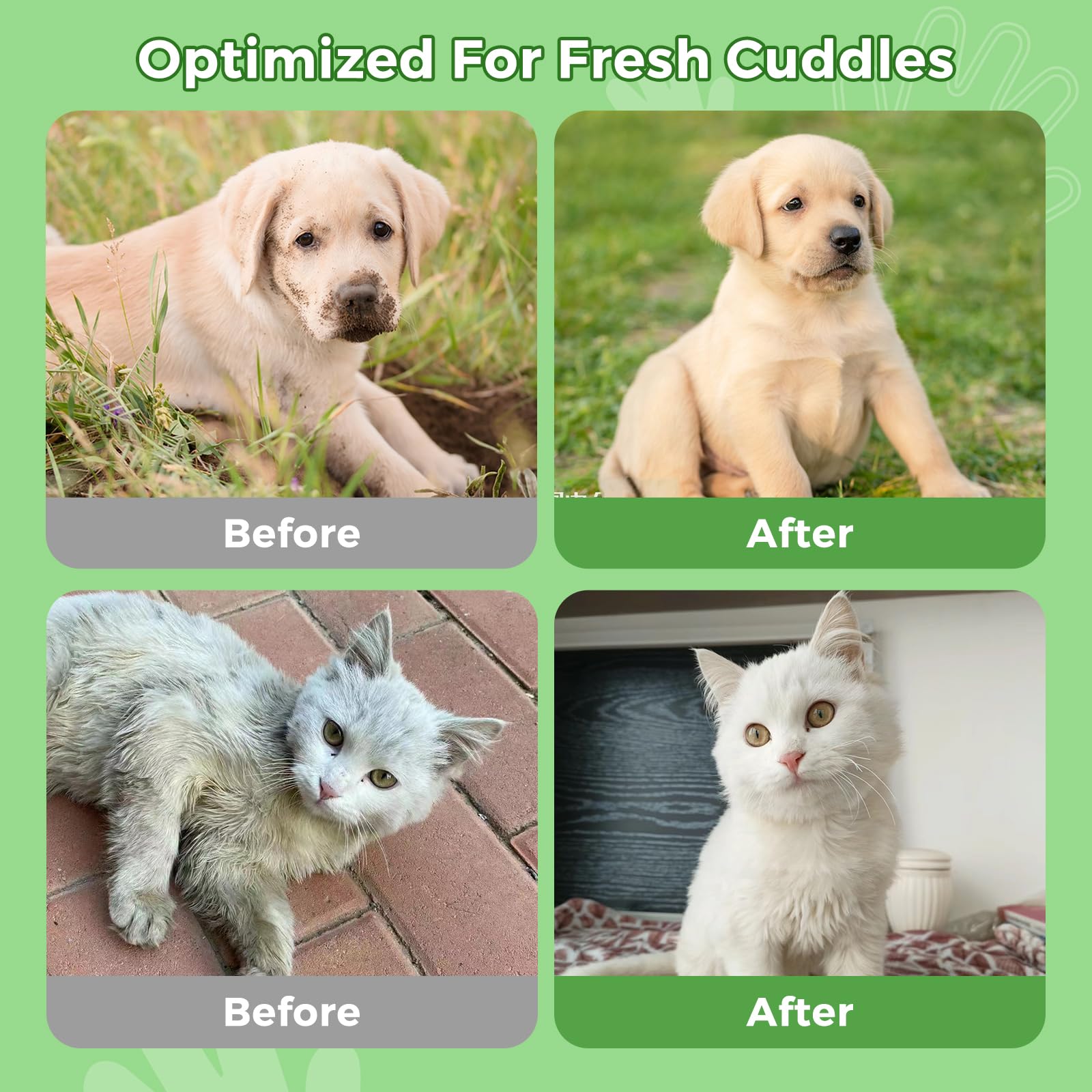 Vannon Extra Thick Pet Bathing Wipes For Dogs & Cats, Cleaning & Odor-Controlling Grooming Gloves, Nourish Fur Glove Wipes For D