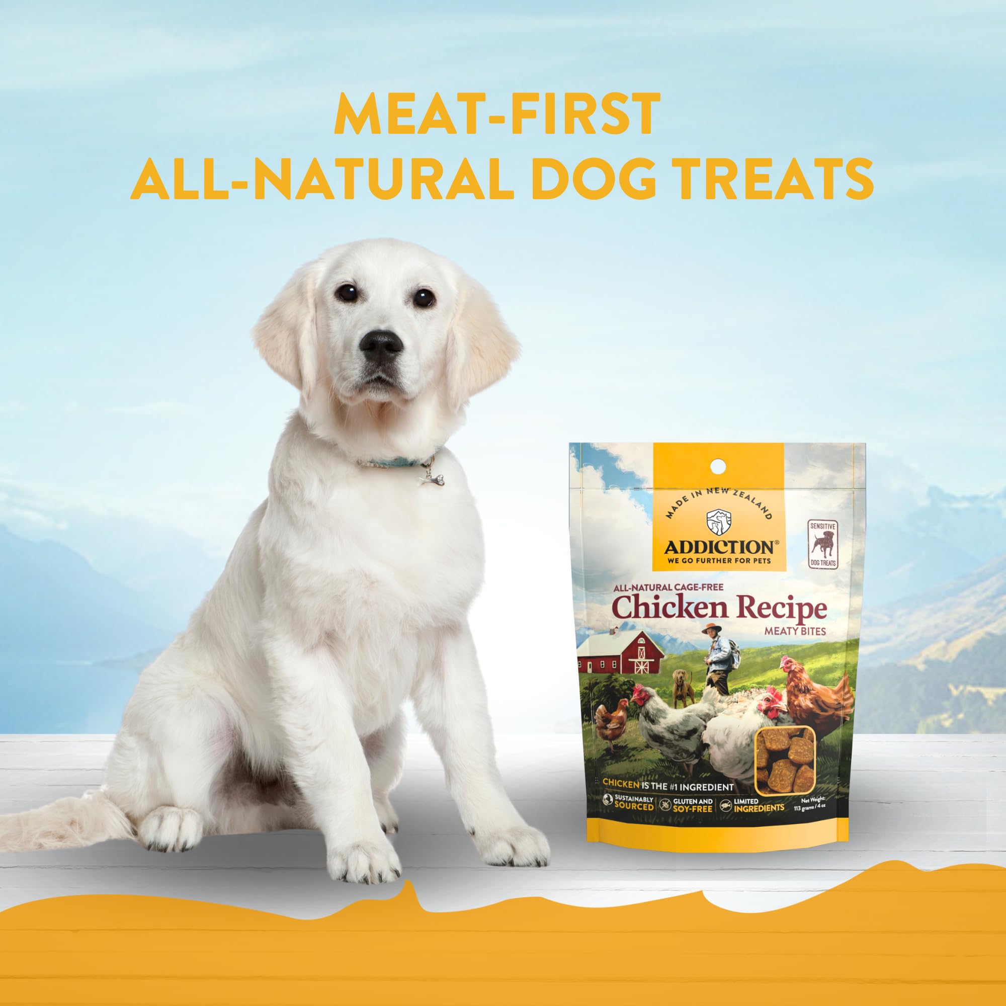 Addiction Meaty Bites Chicken Recipe - Dog Treats - Crafted in New Zealand - High Meat Content - Grain and Gluten-Free - Soft an