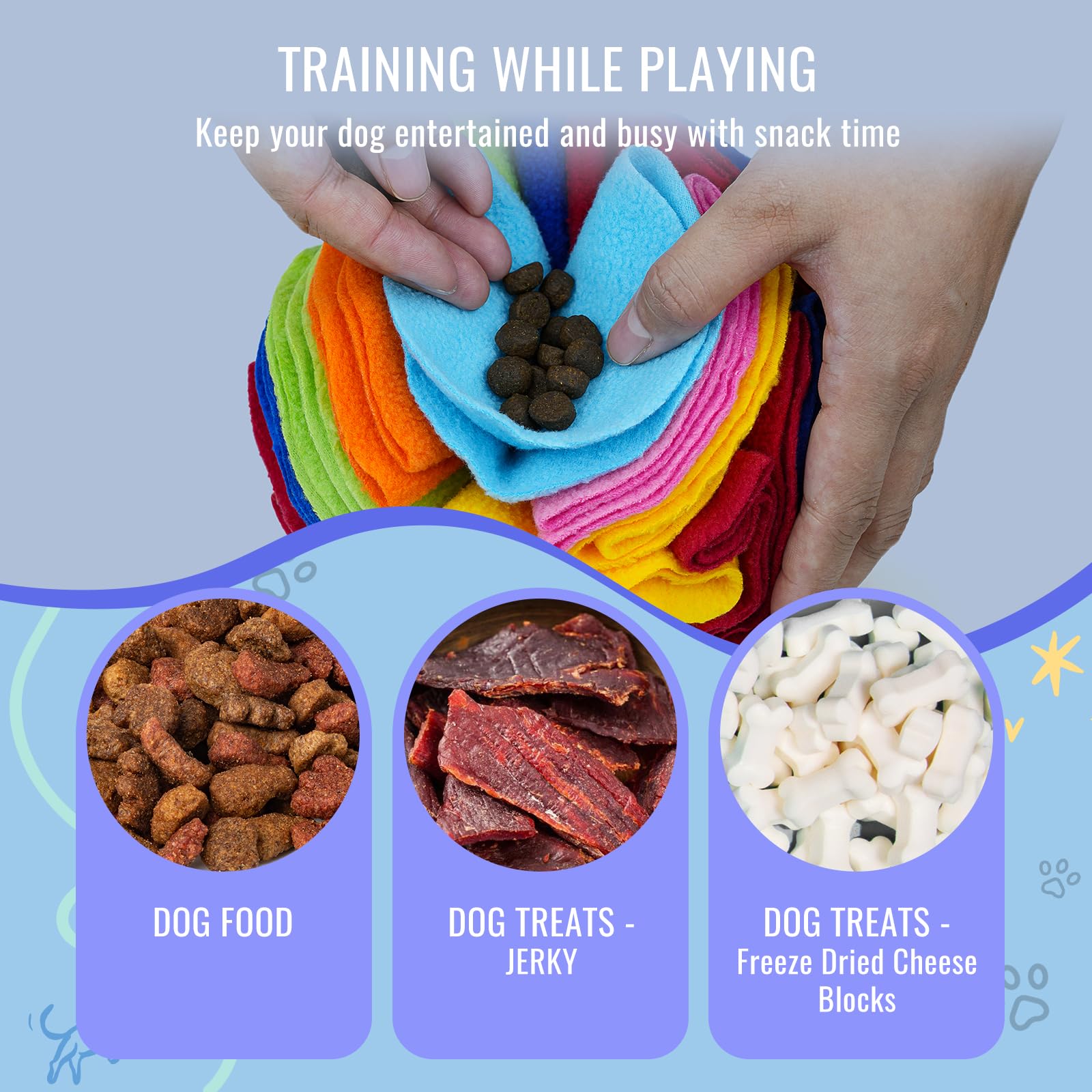 Larimuer Pet Snuffle Ball - Puzzle Sniffing Interactive Dog Ball For Blind Dogs, Training, Stress Relief & Enrichment (15Cm, Rai