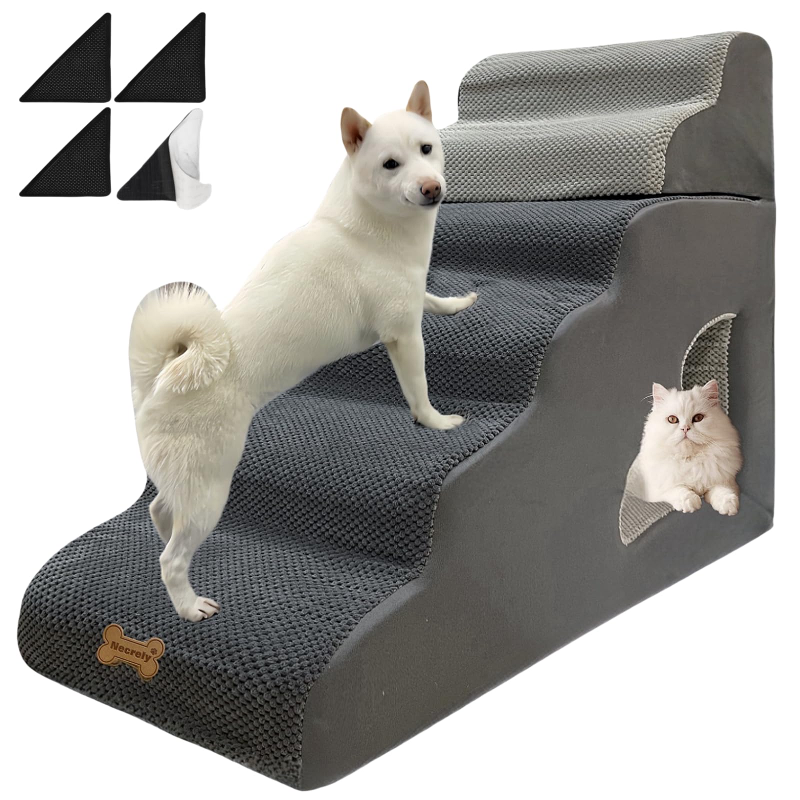 Dog Stairs For Small Dogs To 30 Inches High Beds, 6 Step Dog Ramp Stair For 18-36 Inches Couch-Bed,Pet Stairs For Small Old Medu