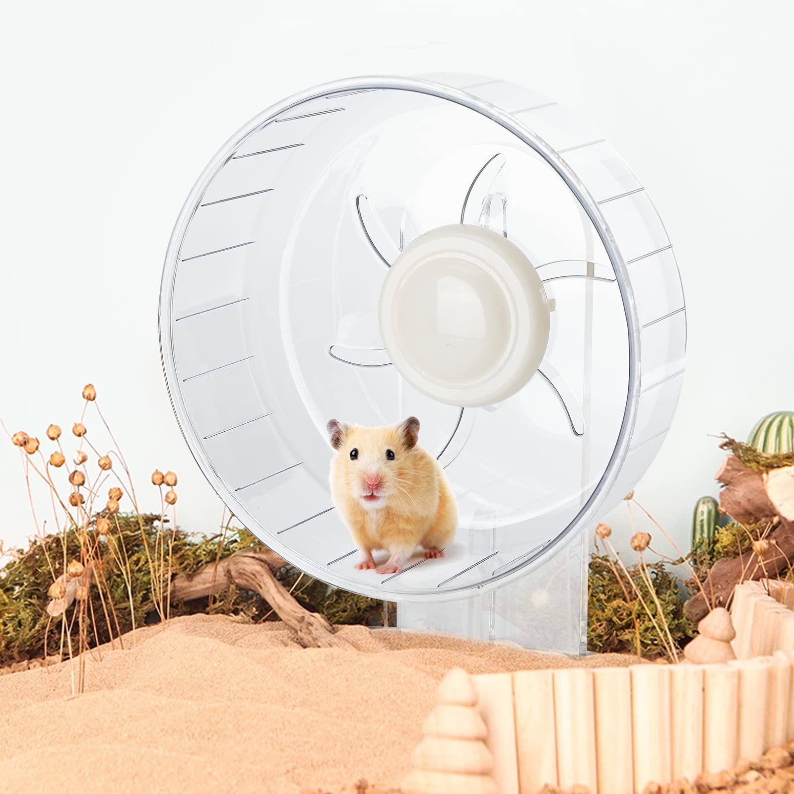 Sirvarni Silent Hamster Exercise Wheel - Hamster Toys Cages Accessories 7.9 Inch Running Spinner With Adjustable Stand Quite Run