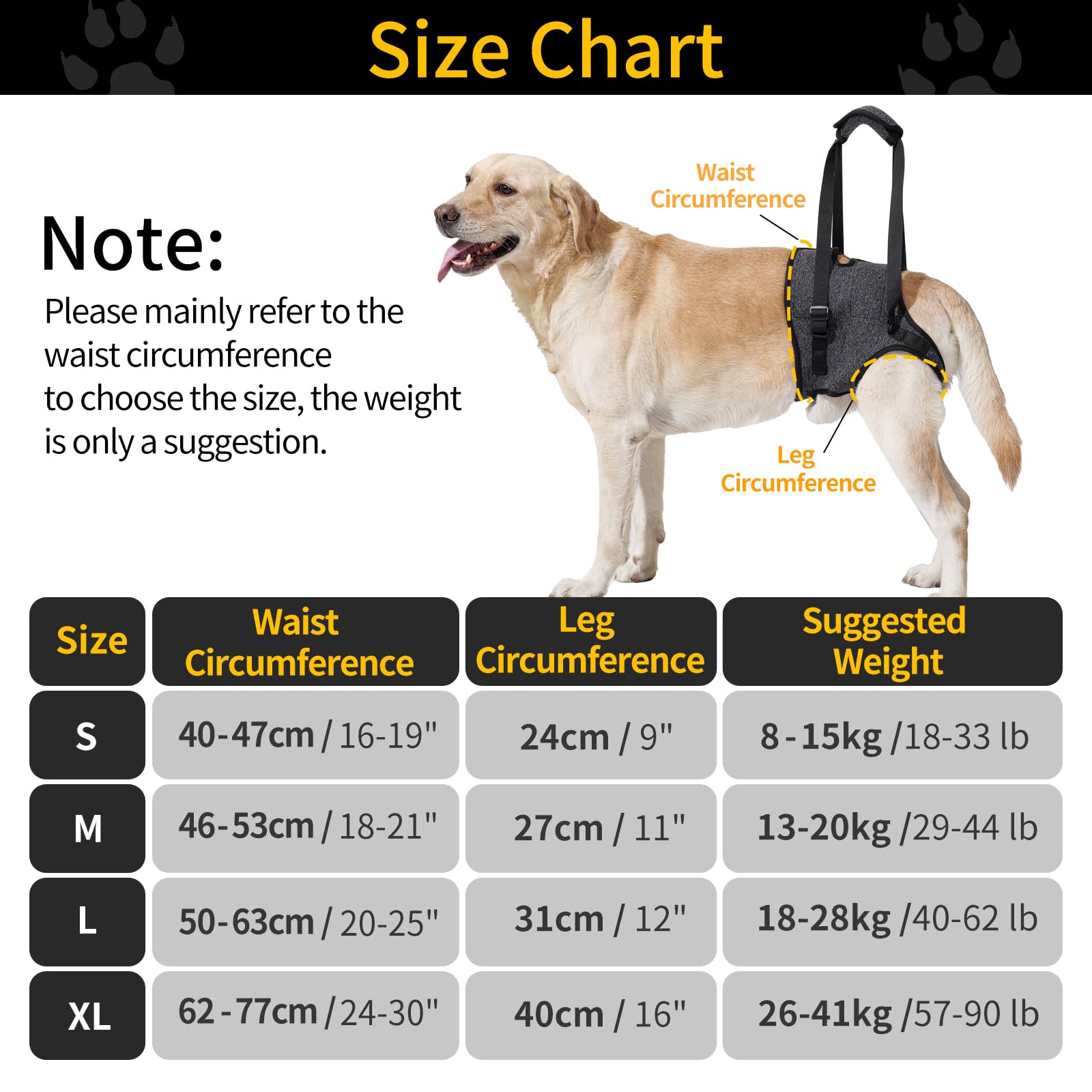HEYWEAN Dog Sling for Large Dogs - Grey Nylon Hind Leg Support Harness, Model Dog-Sling-II, Ideal for Elderly & Injured Dogs