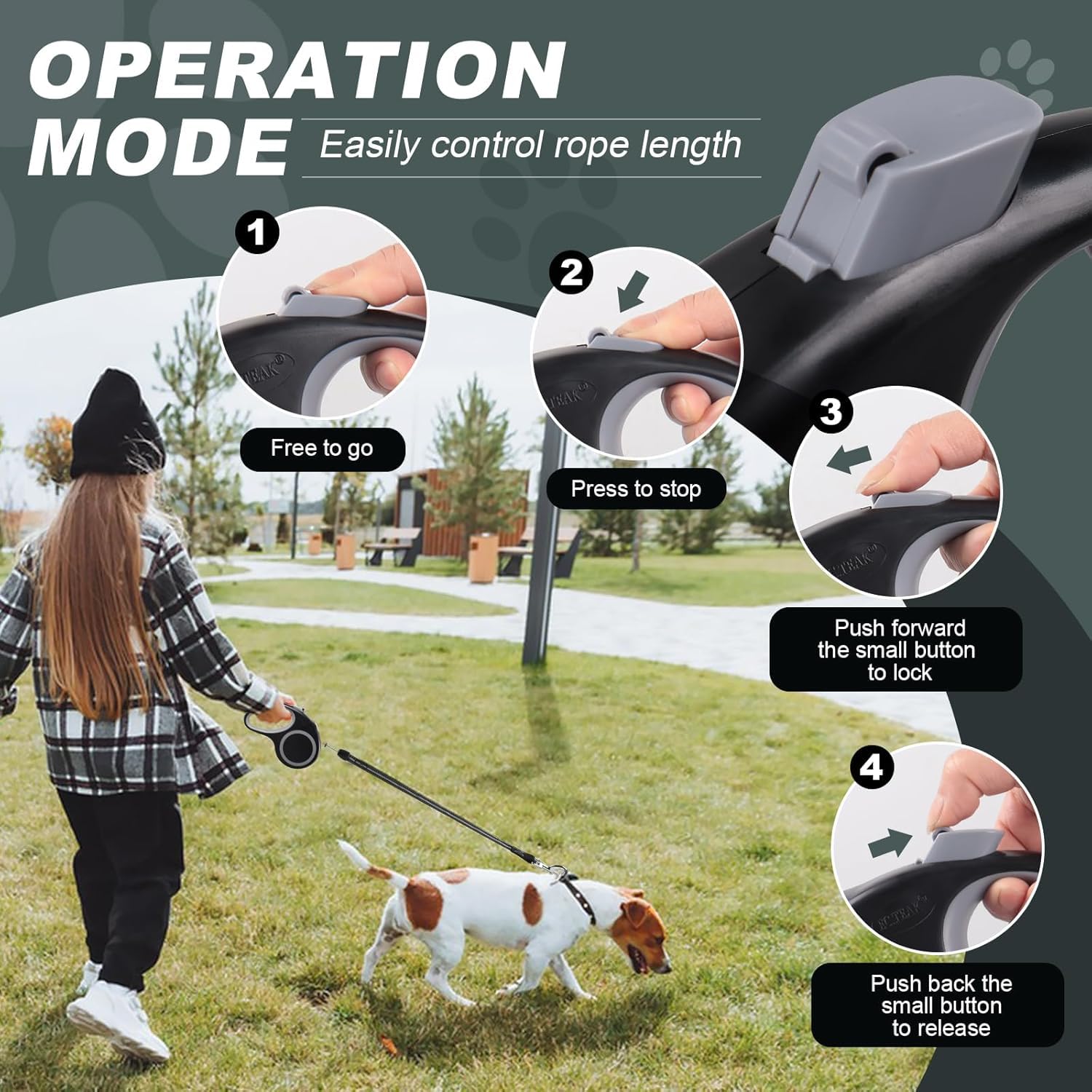 Retractable Dog Leash, 30 Ft/ 20 Ft Dog Walking Leash For Small Medium Large Dogs Up To 77 Lbs/ 44 Lbs, Heavy Duty No Tangle (Bl