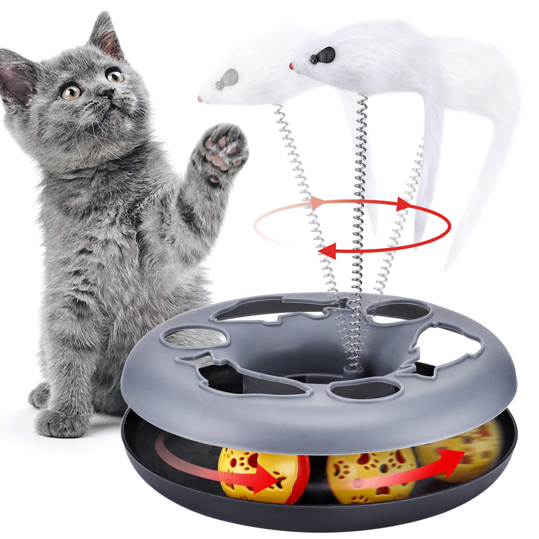 Cat Toys, Cat Toys For Indoor Cats,Interactive Kitten Toys Roller Tracks With Catnip Spring Pet Toy With Exercise Balls Teaser M