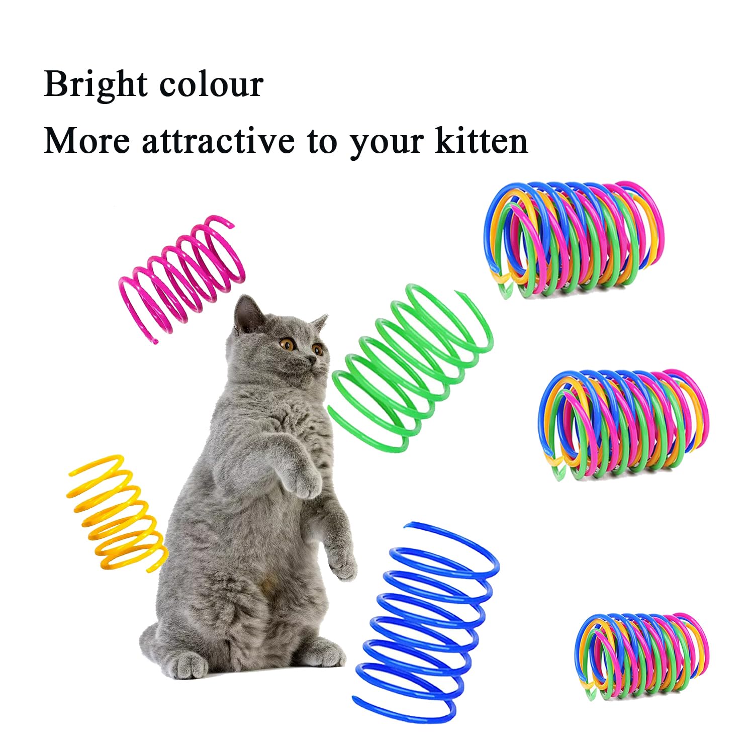 Cat Spring Toys, Bouncy Coil Kitty Cats Spiral Spring Toy for Indoor Cats Heavy Interactive Cat Toys Springy Chew Toys Colorful