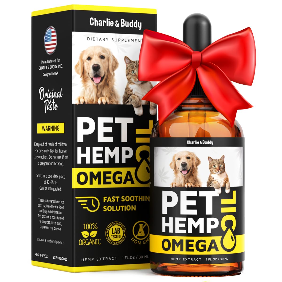 Charlie&Buddy H?mp and Salmon Oil for Dogs Skin and Coat H?alth - 3, 6, 9 Omega Pet H?mp Oil for Dogs and Cats, Rich in Vitamins
