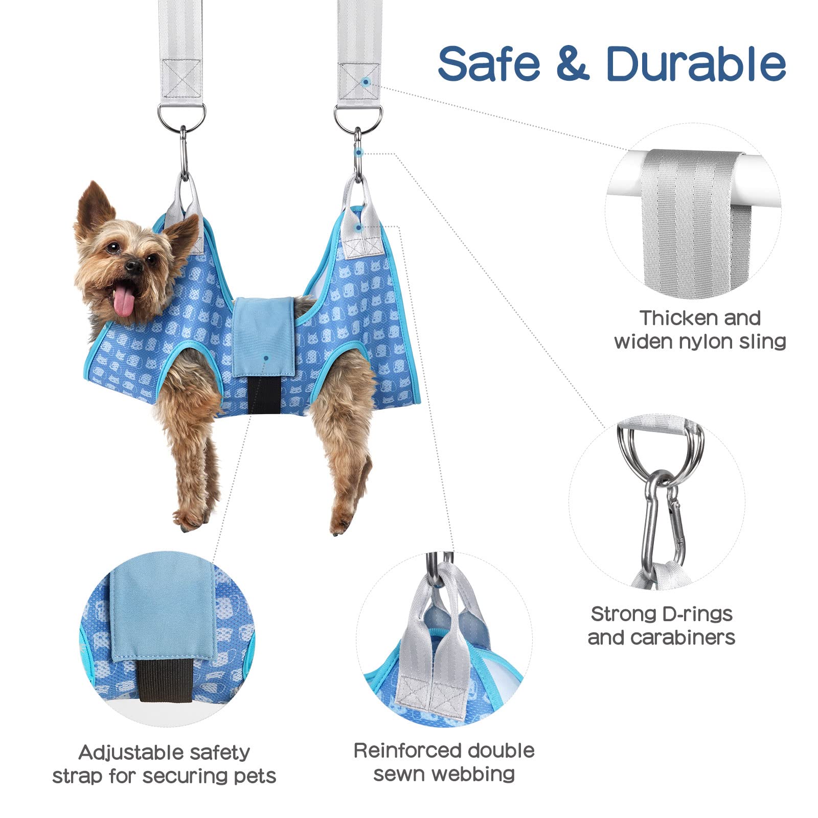 Doggydobby Dog Grooming Hammock Harness, Pet Grooming Hammock For Cats & Dogs, Dog Sling For Nail Clipping/Trimming