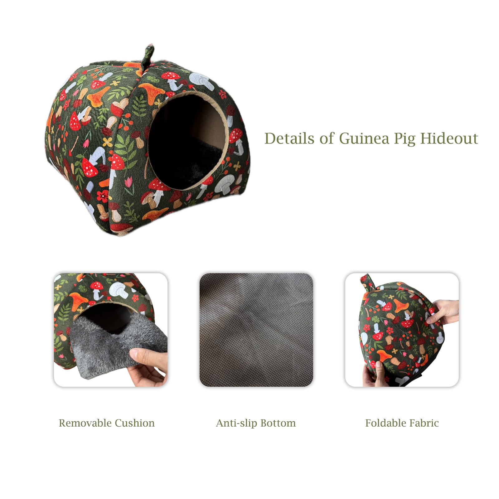 Guinea Pig Hideout & Tunnel Toys Set - Plush Small Animal Tent With Non-Slip Base & Warm Fleece Bedding For Mouse Chinchillas Ha