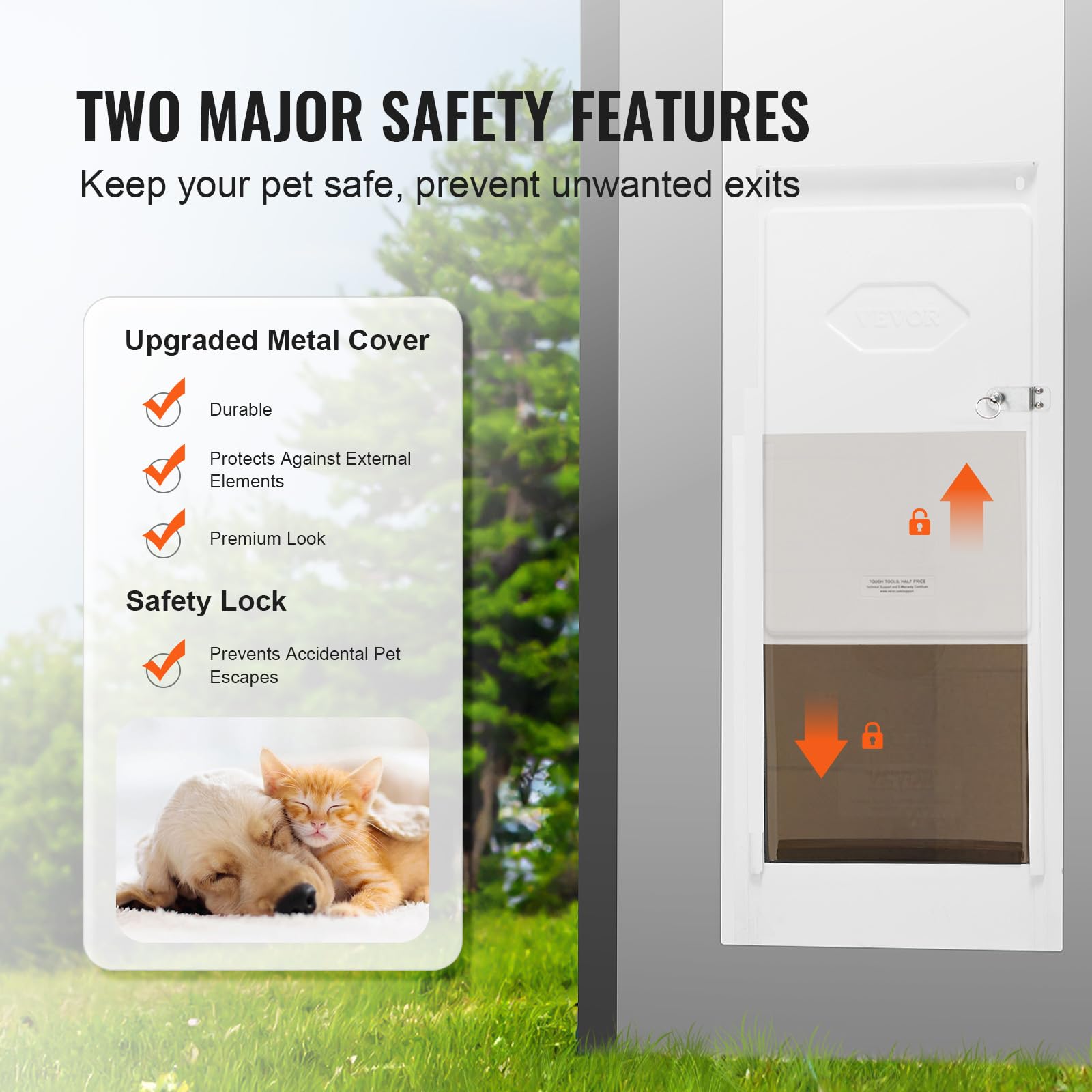 VEVOR Dog Door for Sliding Glass Door, 75 7/8''-80 11/16'' Adjustable Height Doggy Door for Sliding Doors, Aluminum Frame Temper