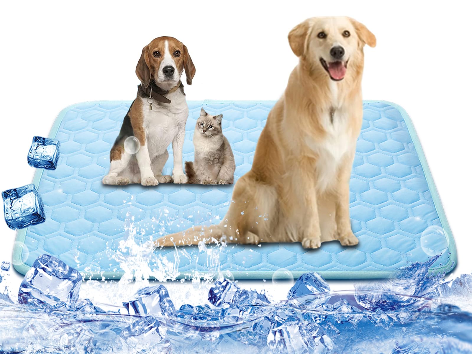 Upgraded Self-Cooling Mat For Dogs & Cats - Thicken Washable, Non-Toxic, Foldable & Non-Slip Dog Cooling Mat Pet Cooling Pad For