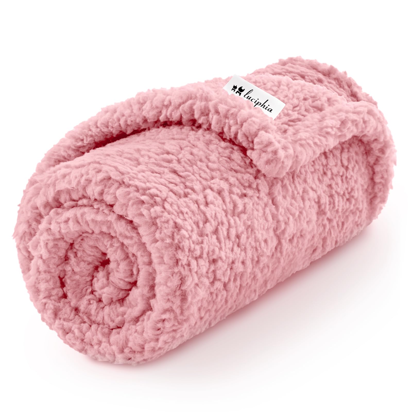 Premium Fleece Dog Blanket Soft Pet Sherpa Calming Blankets Throw For Dog Puppy Cat, Pink Medium (31X41)