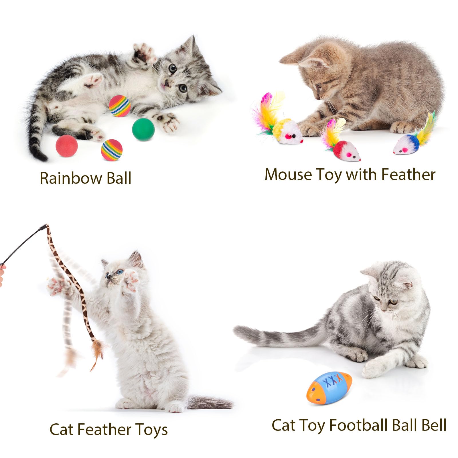 Cat Toys 25 Pcs,Kitten Toys For Indoor Cats,4 Collapsible Cat Tunnel Tubes Interactive Feather Teaser Wand Toy For Kitten Cats S