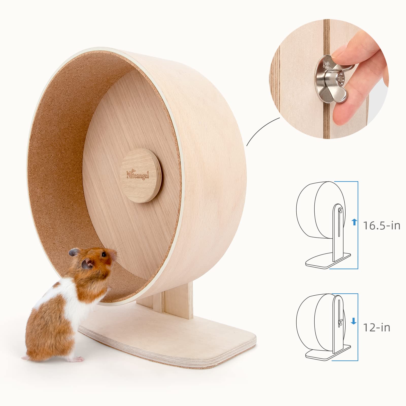 Niteangel Wooden Hamster Exercise Wheel: - Silent Hamster Running Wheel For Hamsters Gerbil Mice And Other Similar-Sized Small P