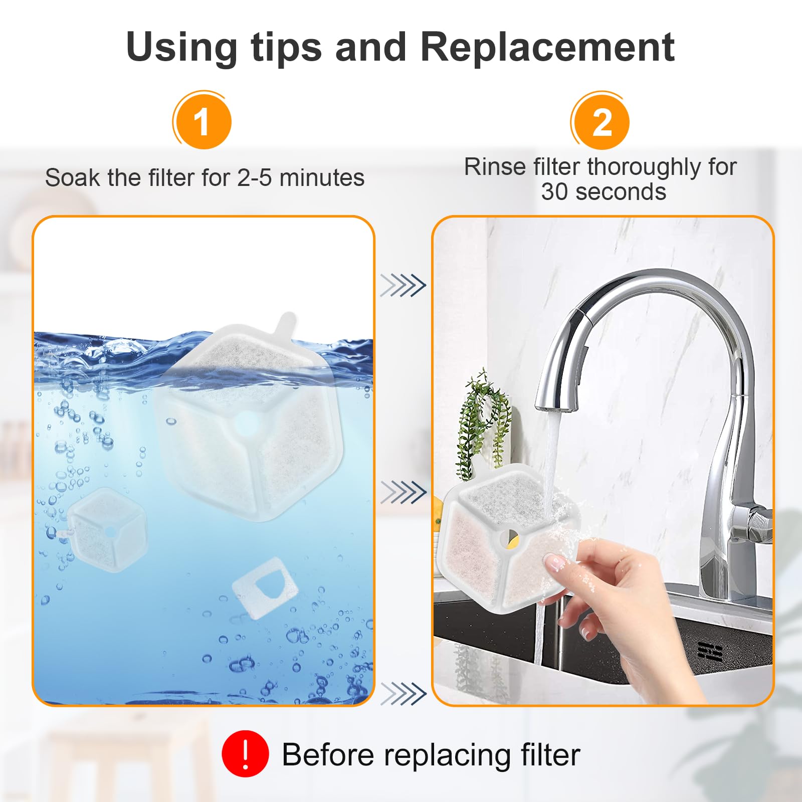 Redoso Cat Water Fountain Filters Replacement For 152Oz/4.5L Wireless Cat Water Fountain Ptm-643, 18+18 Packs Packs Replacement